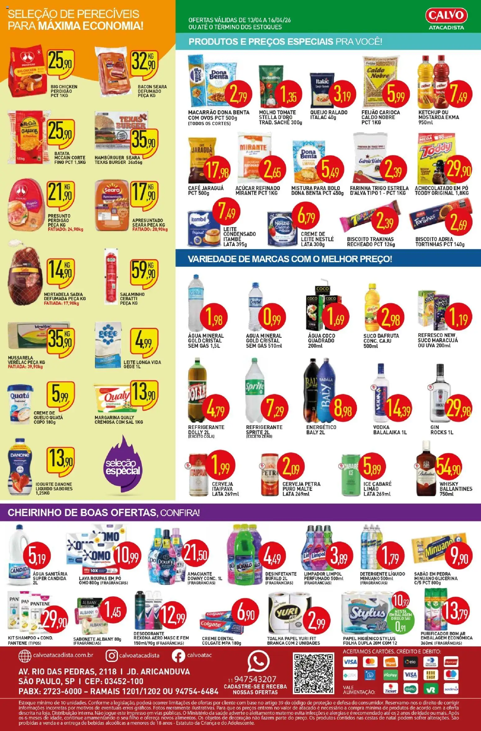 Calvo Atacadista Folheto - válido de 13.04.2026 | Página: 2 | Produtos: Whisky, Café, Mortadela, Rexona