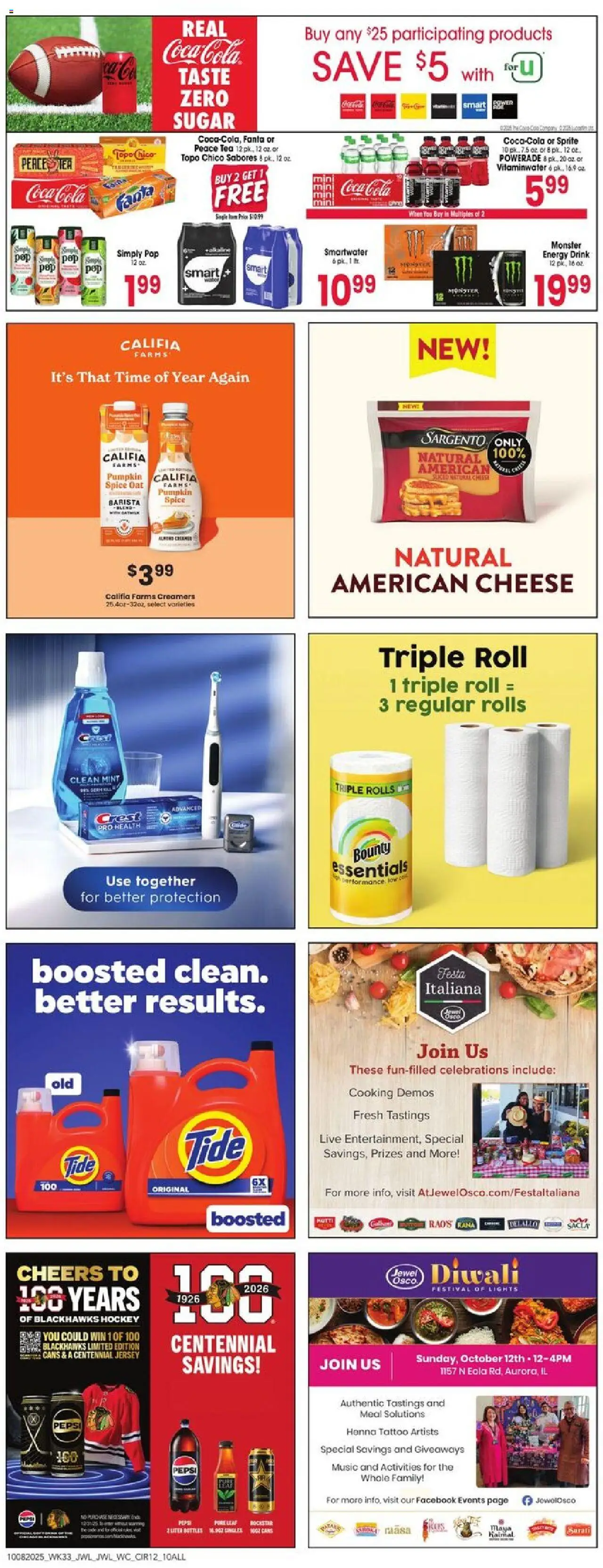 Jewel Osco Weekly Ad - valid from 08.10.2025 | Page: 12 | Products: Cheese, Tea, Sugar, Pumpkin