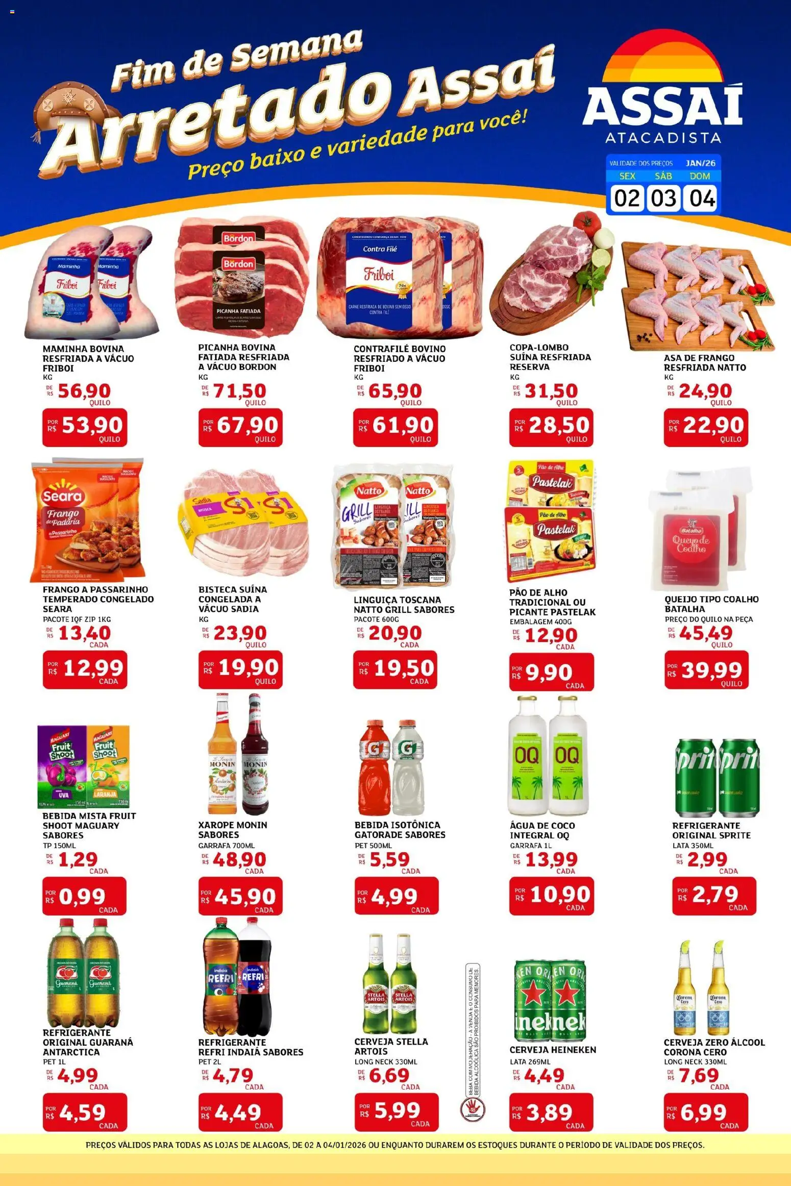 Assaí Atacadista Folheto - válido de 03.01.2026 | Página: 1 | Produtos: Alho, Guaraná, Pão, Xarope