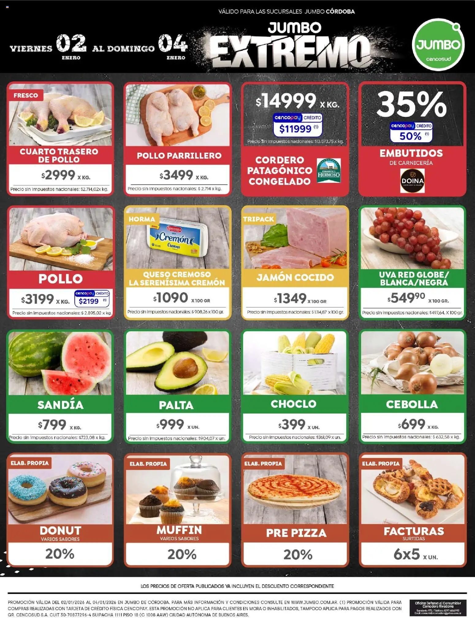 Jumbo - Ofertas | Córdoba │ válido desde el 02.01.2026 | Página: 7 | Productos: Pollo, Choclo, Uva, Jamón