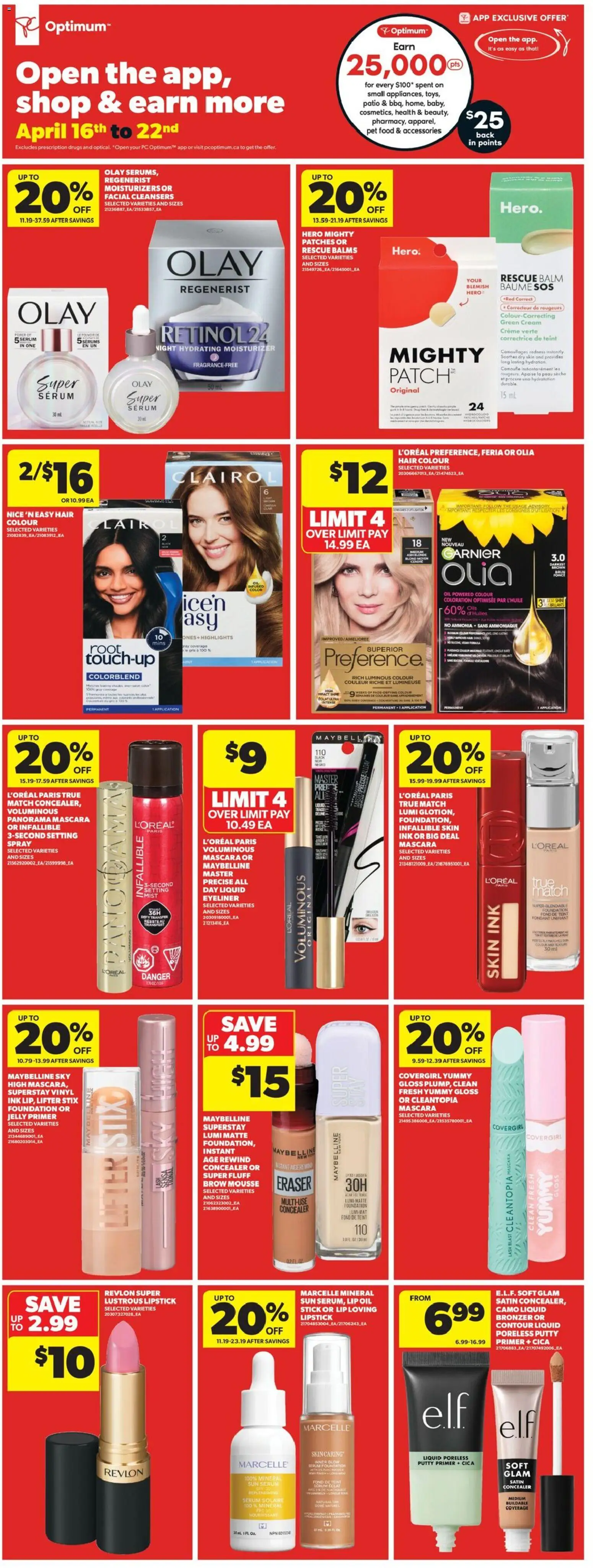 Real Canadian Superstore flyer valid from 16.04.2026 | Page: 25 | Products: PC, Concealer, Bronzer, Oil