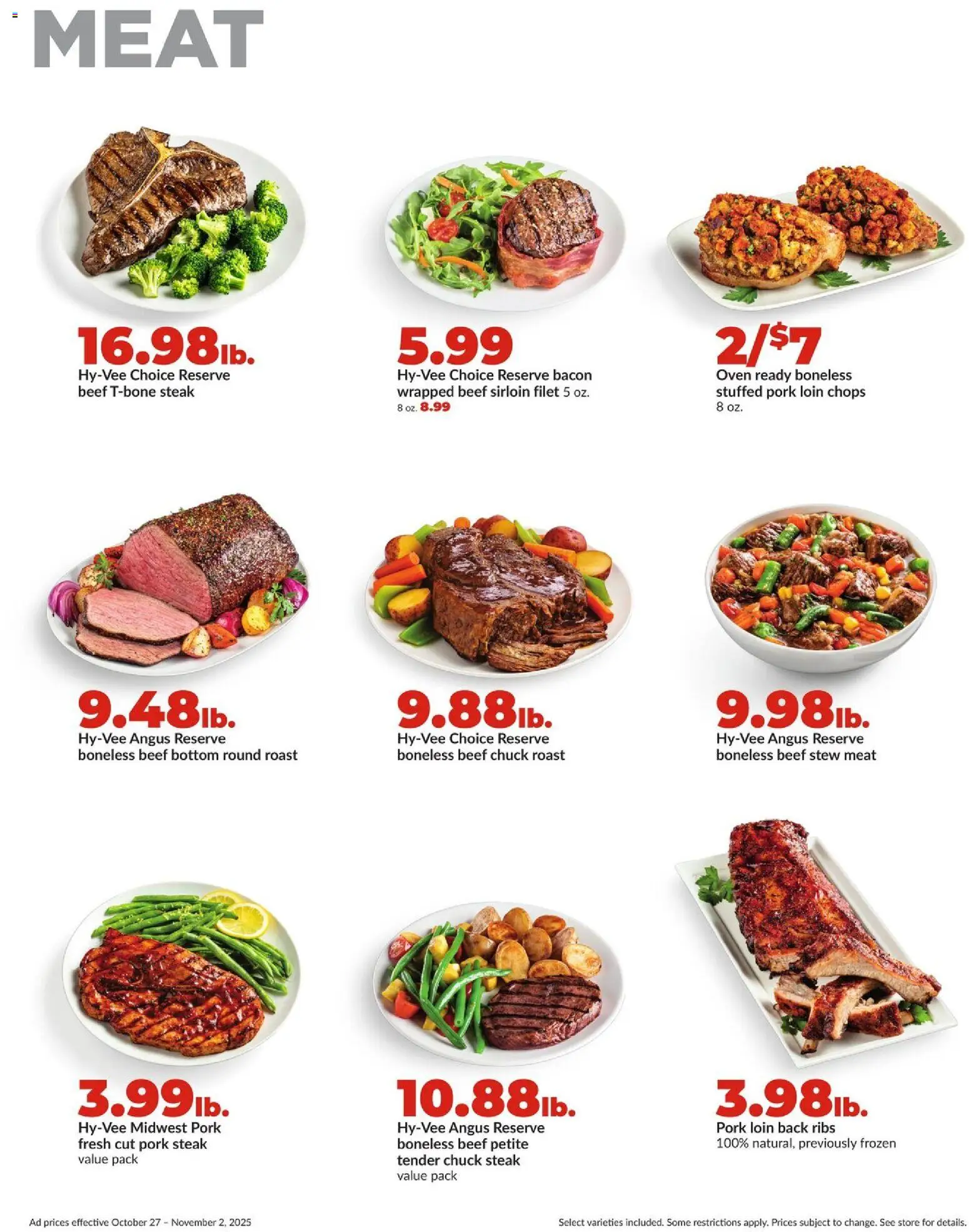 HyVee Weekly Ad - valid from 27.10.2025 | Page: 10 | Products: Pork, Beef, Oven