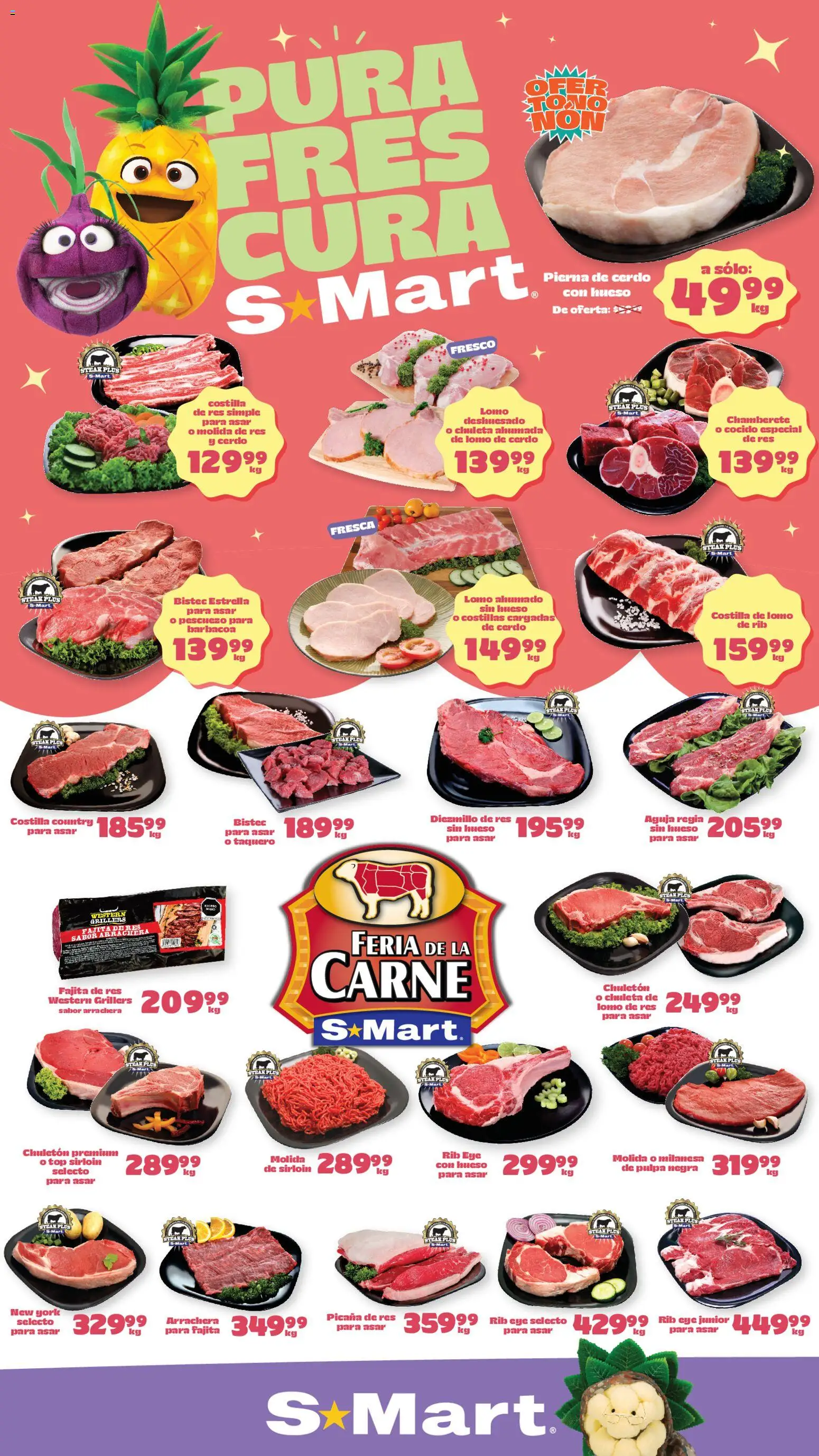 Nuevas ofertas de S-Mart válidas en toda la República Mexicana desde el 17.04.2026. ¡Encuentra las mejores ofertas en S-Mart folleto Ofertas de feria Monterrey! | Página: 1 | Productos: Milanesa, Cerdo, Res, Top