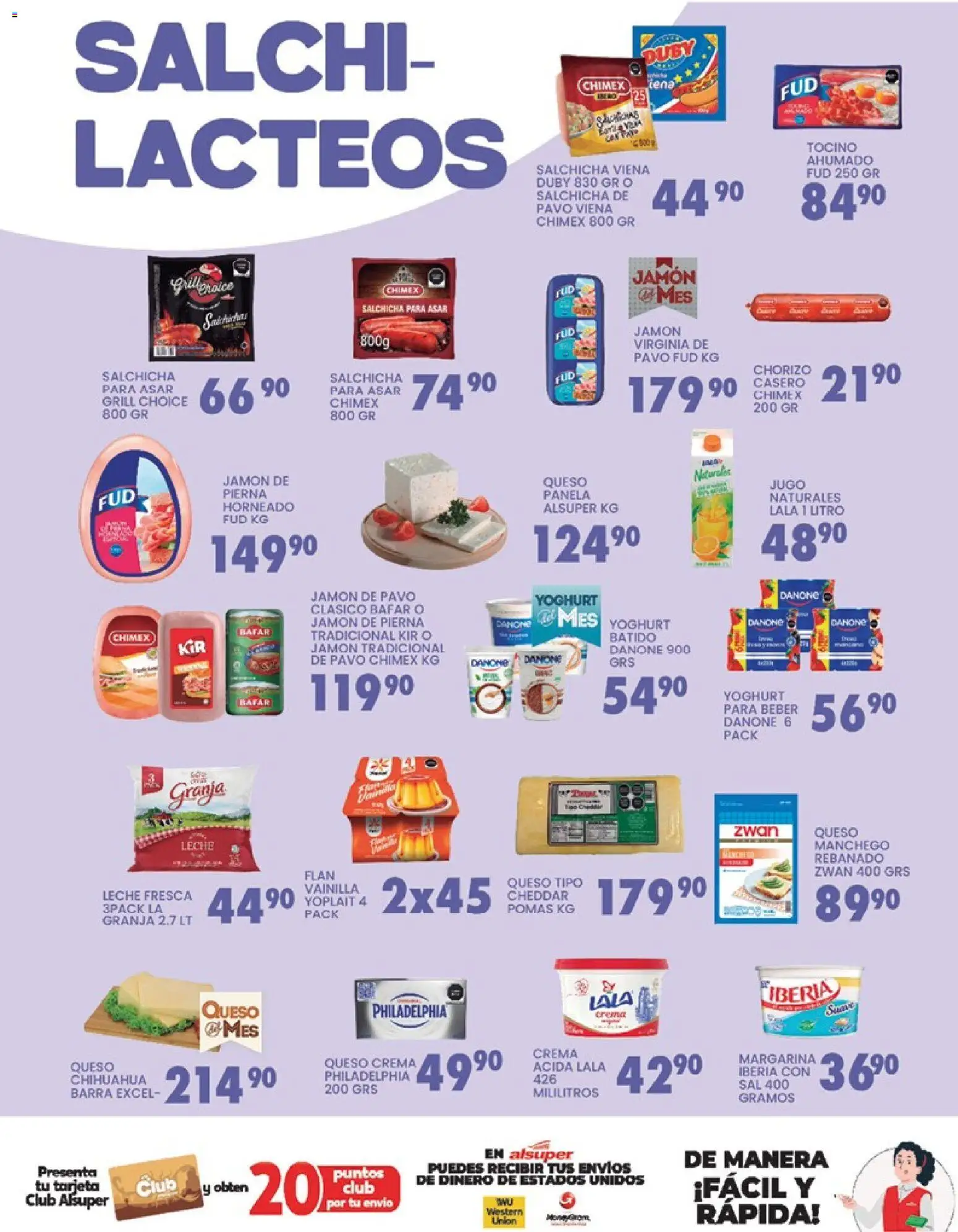 Nuevas ofertas de Alsuper válidas en toda la República Mexicana desde el 06.03.2026. ¡Encuentra las mejores ofertas en Alsuper folleto Durango! | Página: 3 | Productos: Tocino, Salchicha, Leche, Queso