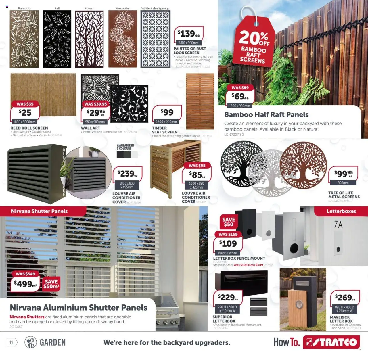 Stratco catalogue - valid from 08.08.2025 | Page: 11 | Products: Fence, Conditioner, Umbrella, Screen