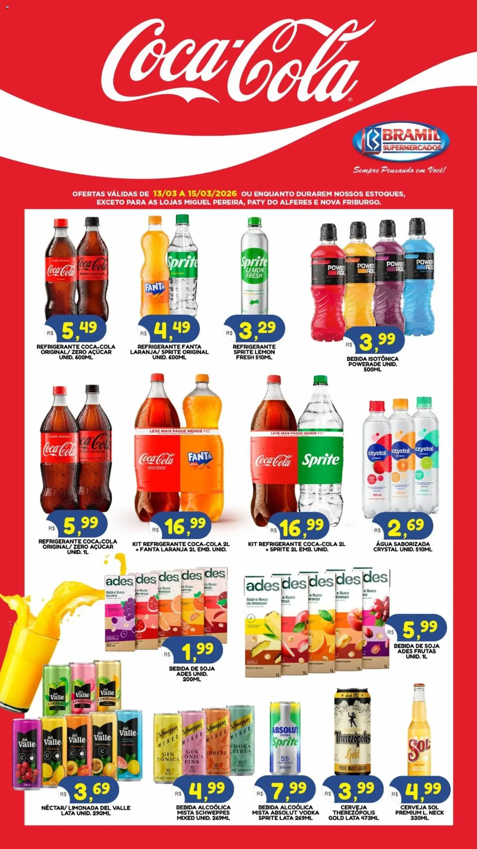 Bramil Supermercados Folheto - válido de 13.03.2026 | Página: 1 | Produtos: Abacaxi, Bebida, Refrigerante, Soja