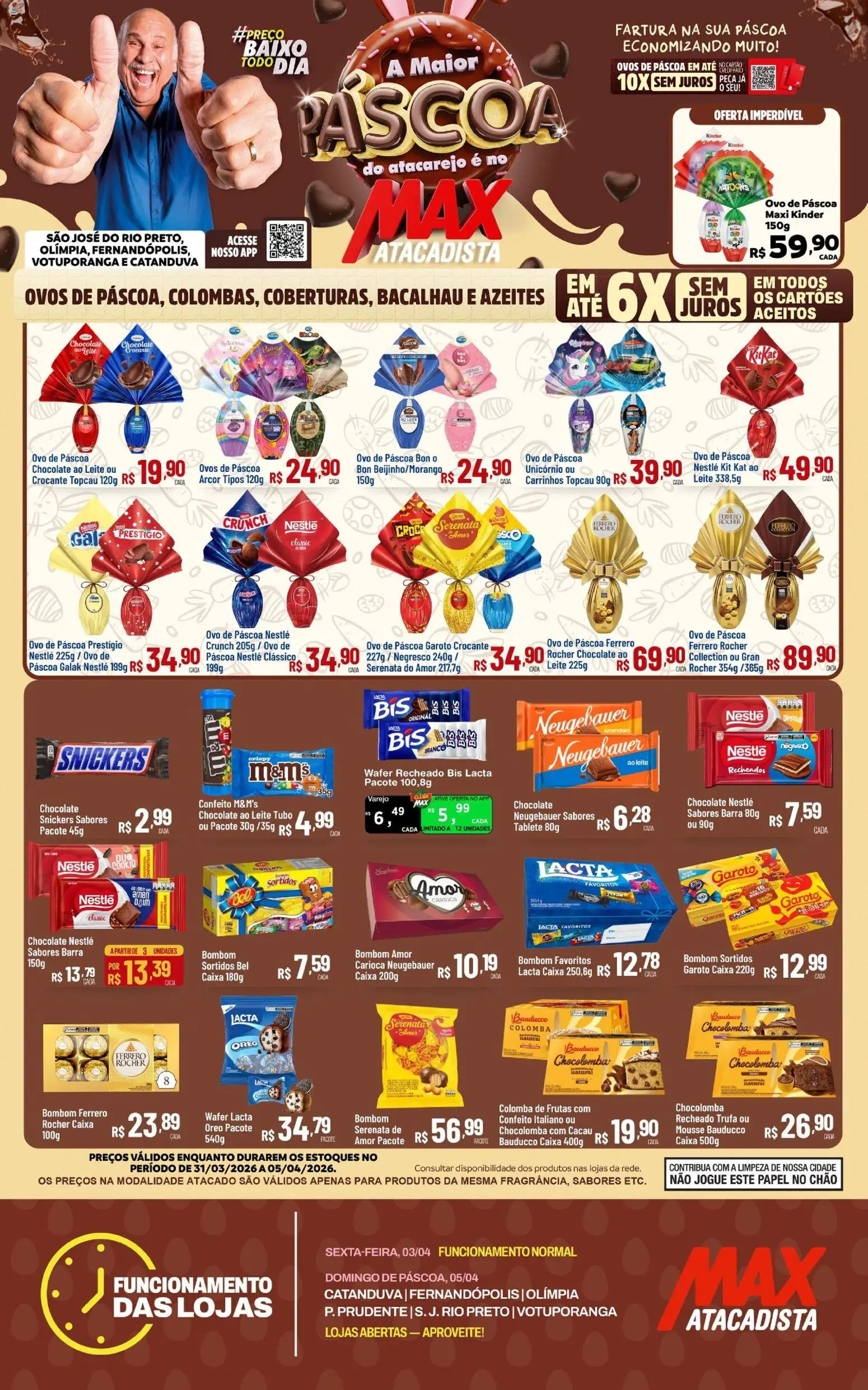 Max Atacadista Folheto - válido de 31.03.2026 | Página: 1 | Produtos: Caixa, Ovos, Chocolate, Ferrero Rocher