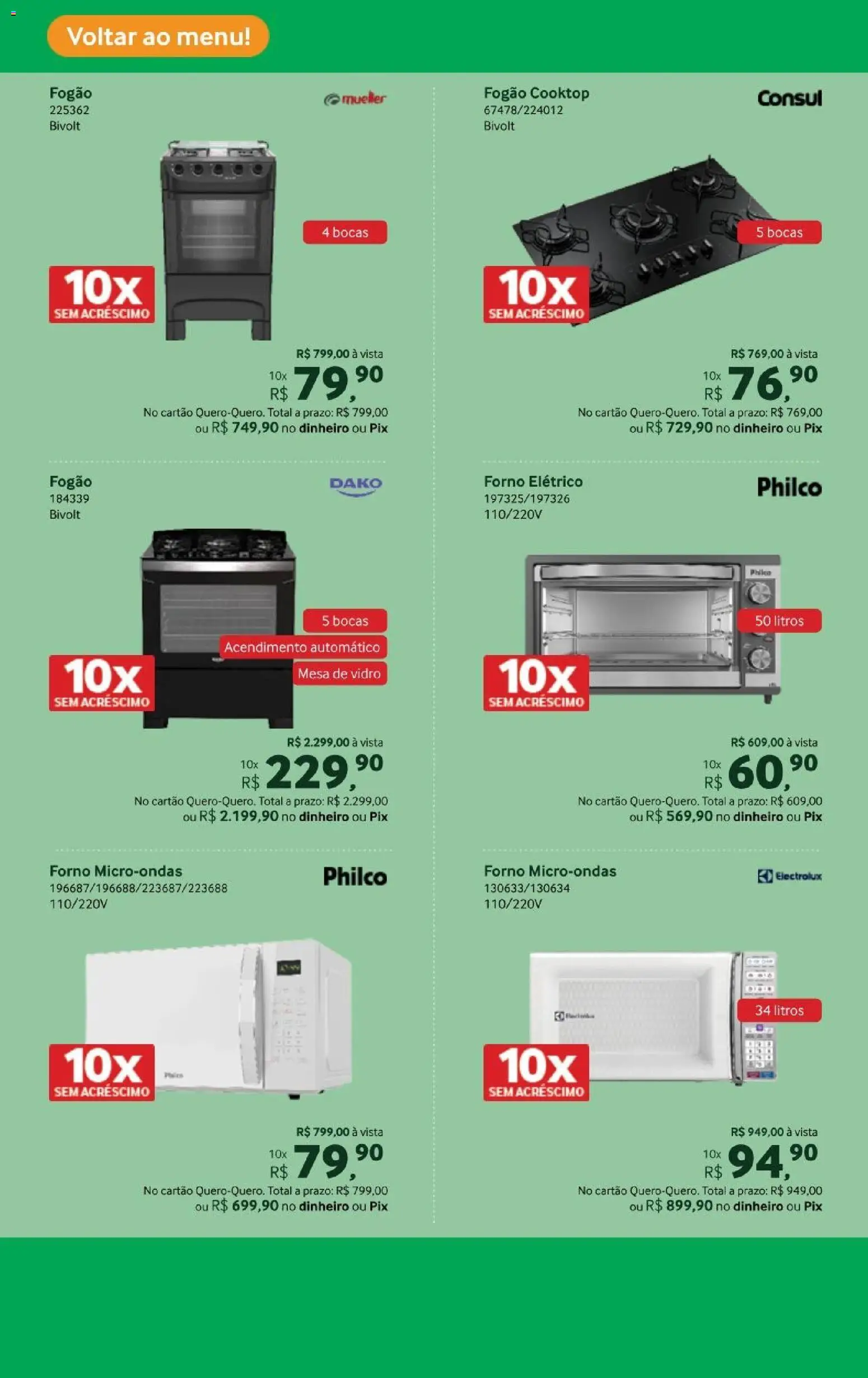 Lojas Quero-Quero Folheto - válido de 18.02.2026 | Página: 3 | Produtos: Forno, Fogão, Mesa, Cooktop