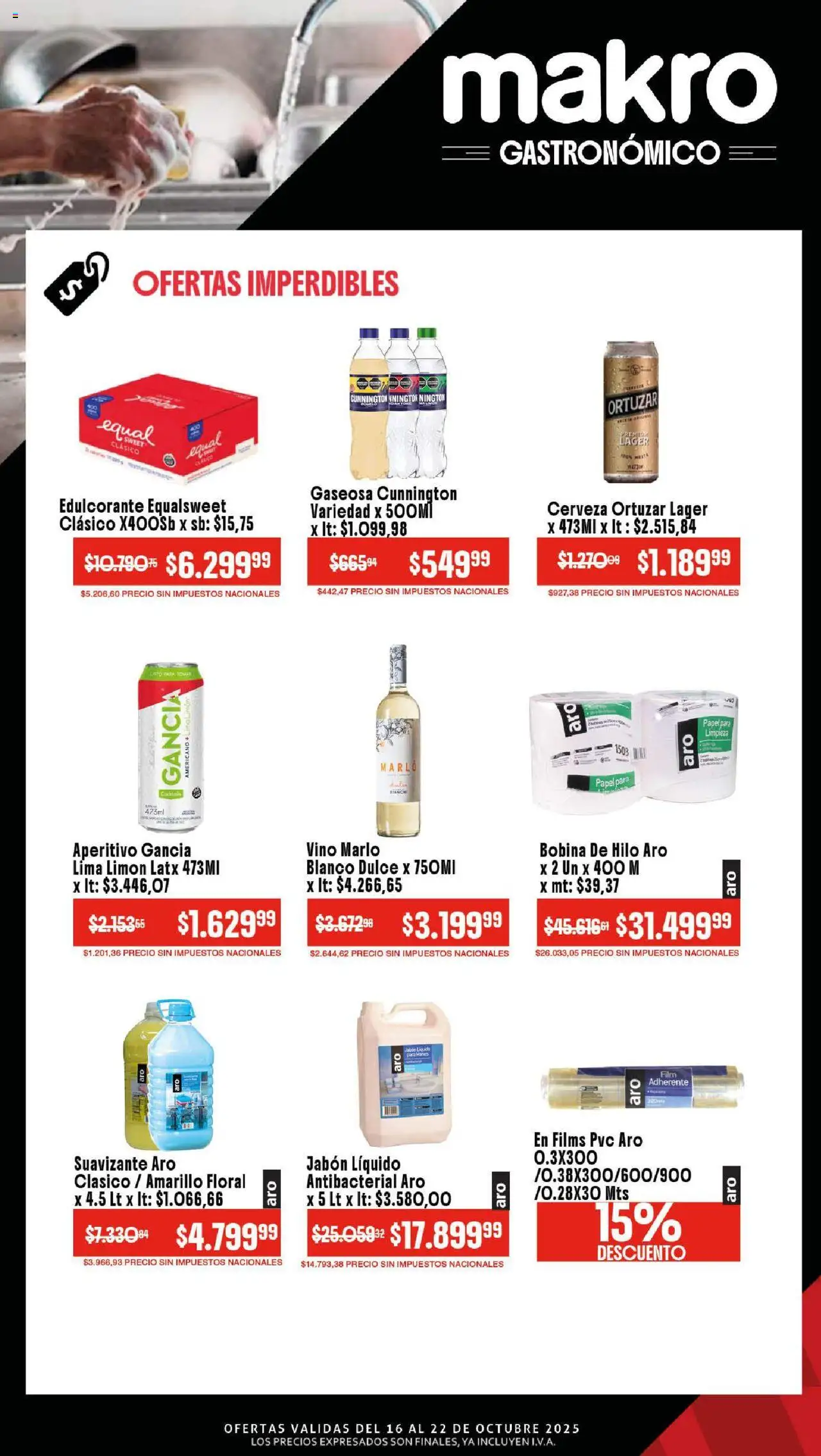 Makro ofertas │ válido desde el 16.10.2025 | Página: 4 | Productos: Jabón líquido, Gaseosa, Jabón, Cerveza