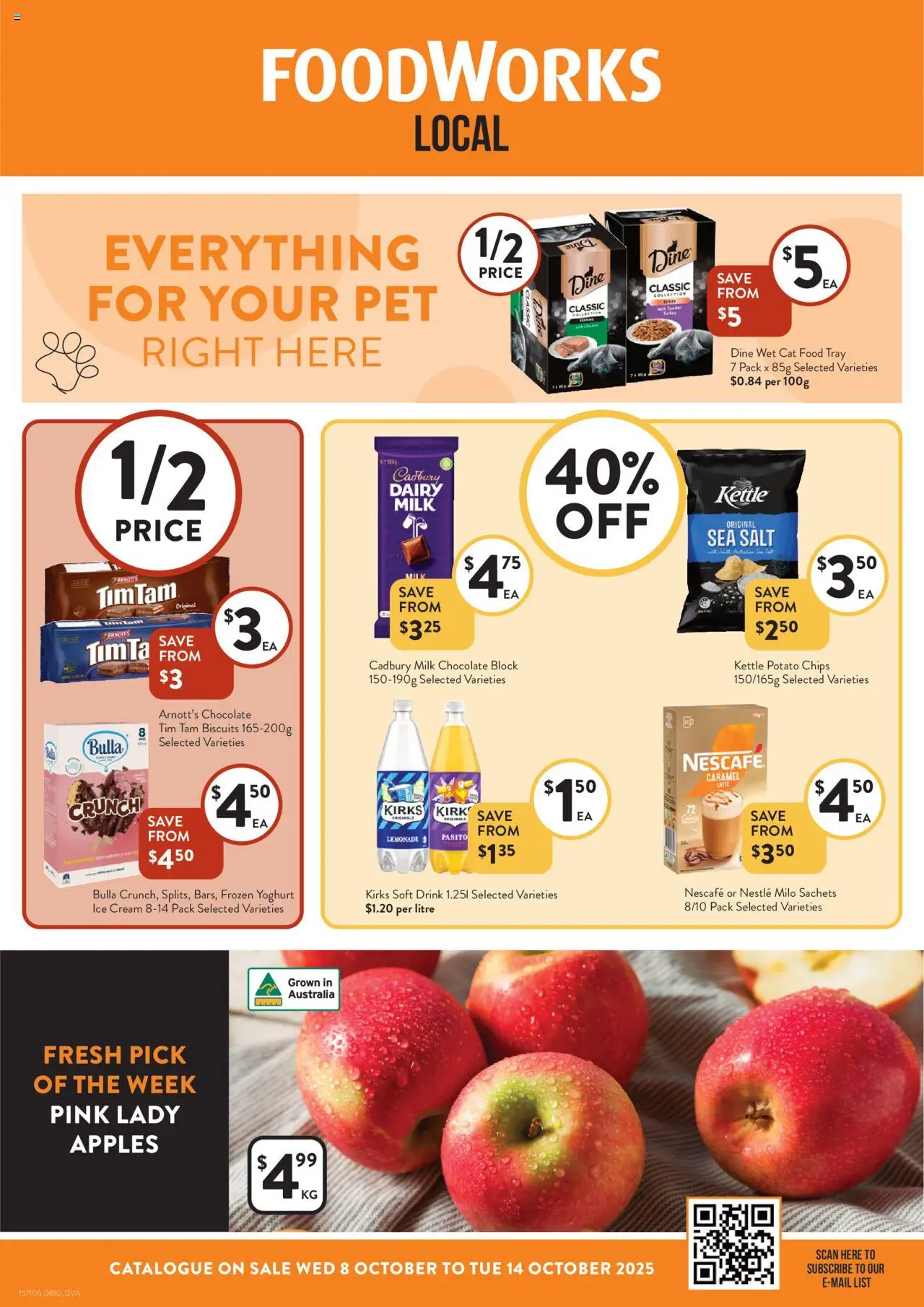 Foodworks catalogue - valid from 08.10.2025 | Page: 1 | Products: Milk, Biscuits, Salt, Nescafe
