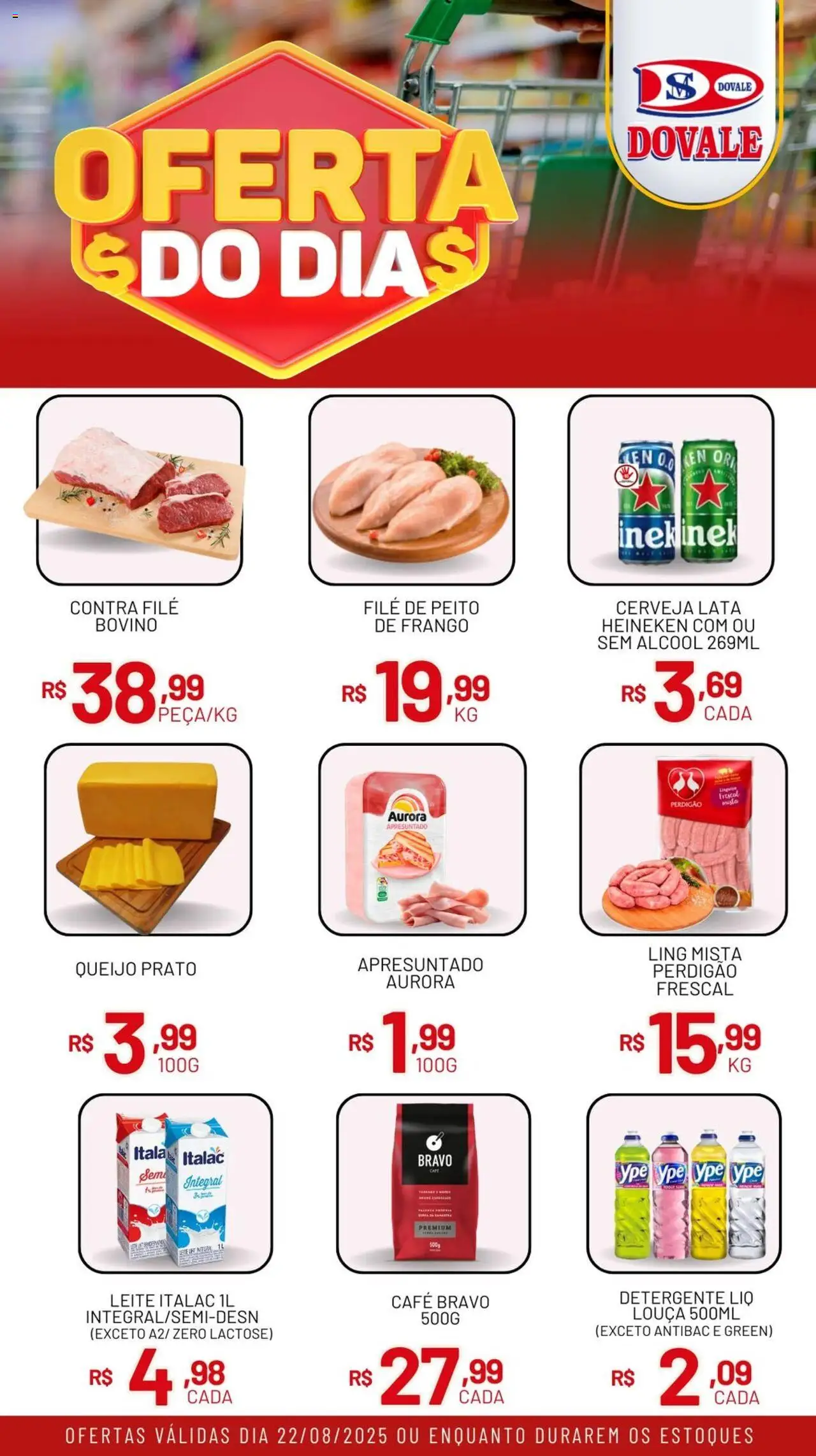 Dovale Folheto - válido de 22.08.2025 | Página: 1 | Produtos: Queijo, Café, Cerveja, Heineken