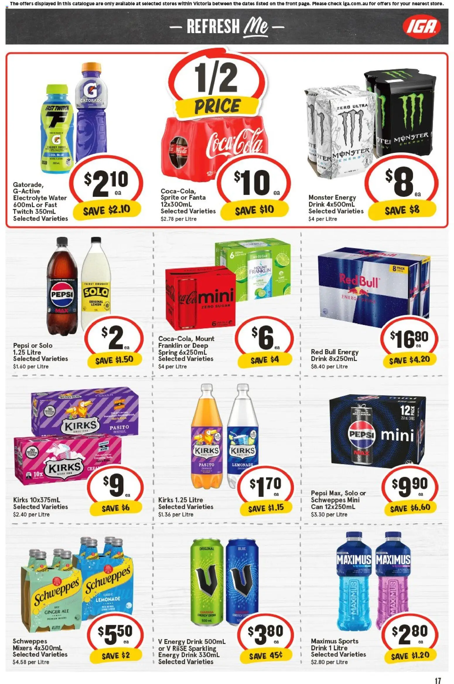 IGA catalogue - valid from 29.10.2025 | Page: 16 | Products: Energy drink, Pepsi, Water, Sugar