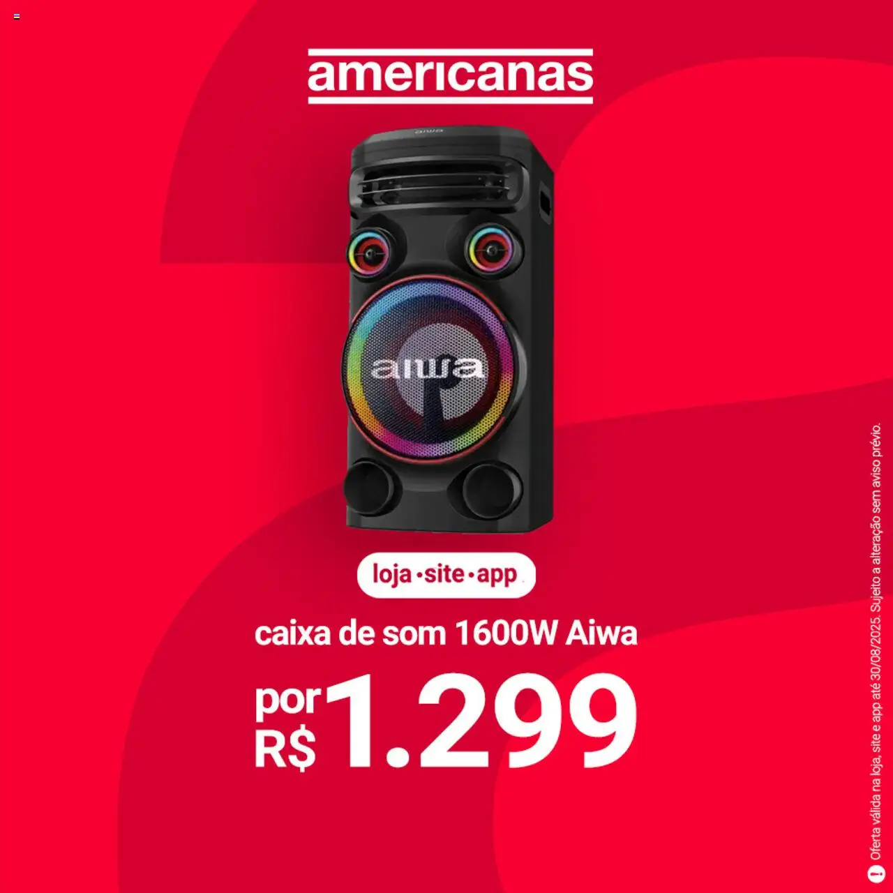 Lojas Americanas Folheto - válido de 15.08.2025 | Página: 4 | Produtos: Caixa de som, Caixa