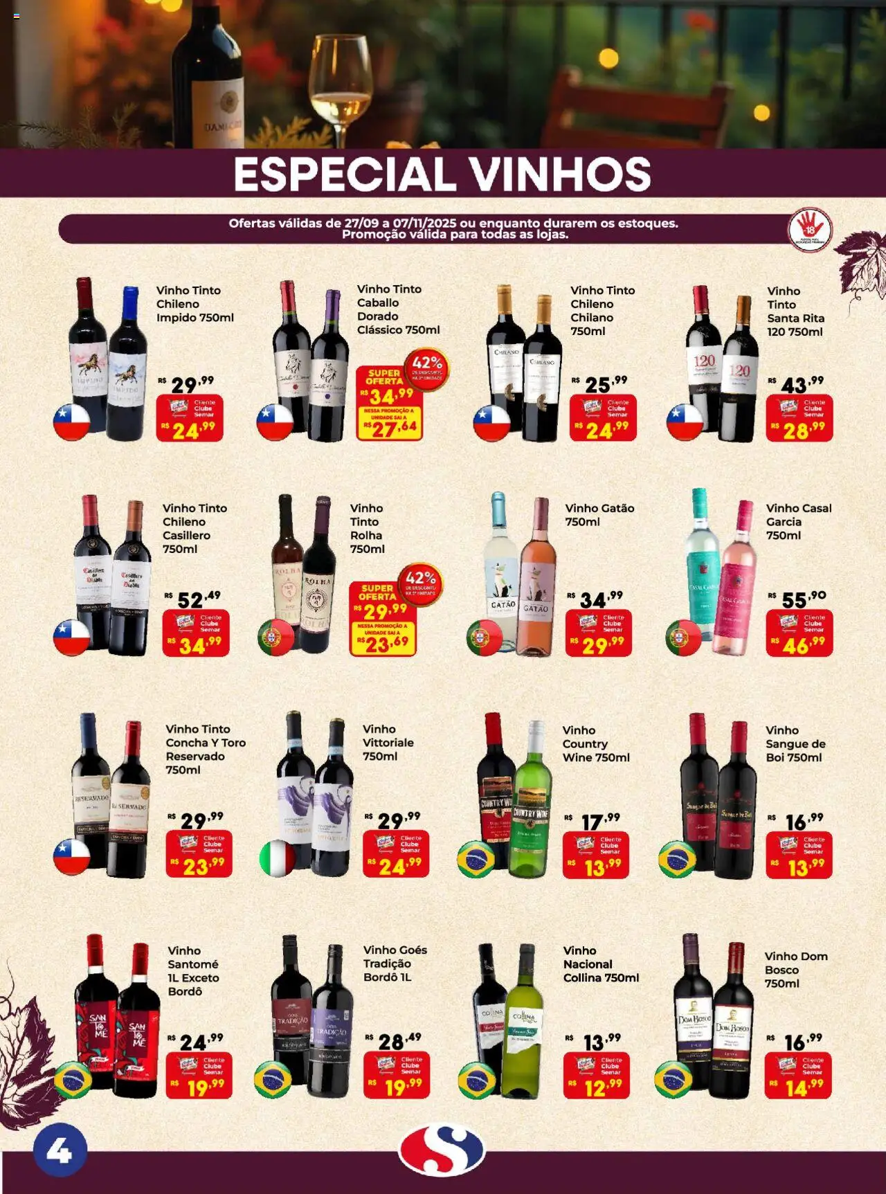 Semar Supermercado Folheto - válido de 27.09.2025 | Página: 4 | Produtos: Vinho