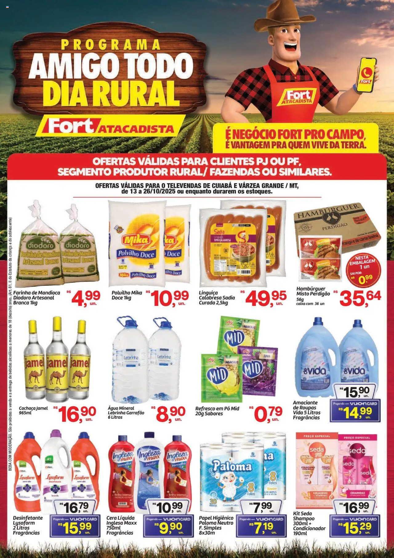 Fort Atacadista Folheto - válido de 13.10.2025 | Página: 1 | Produtos: Refresco, Farinha de mandioca, Frango, Amaciante