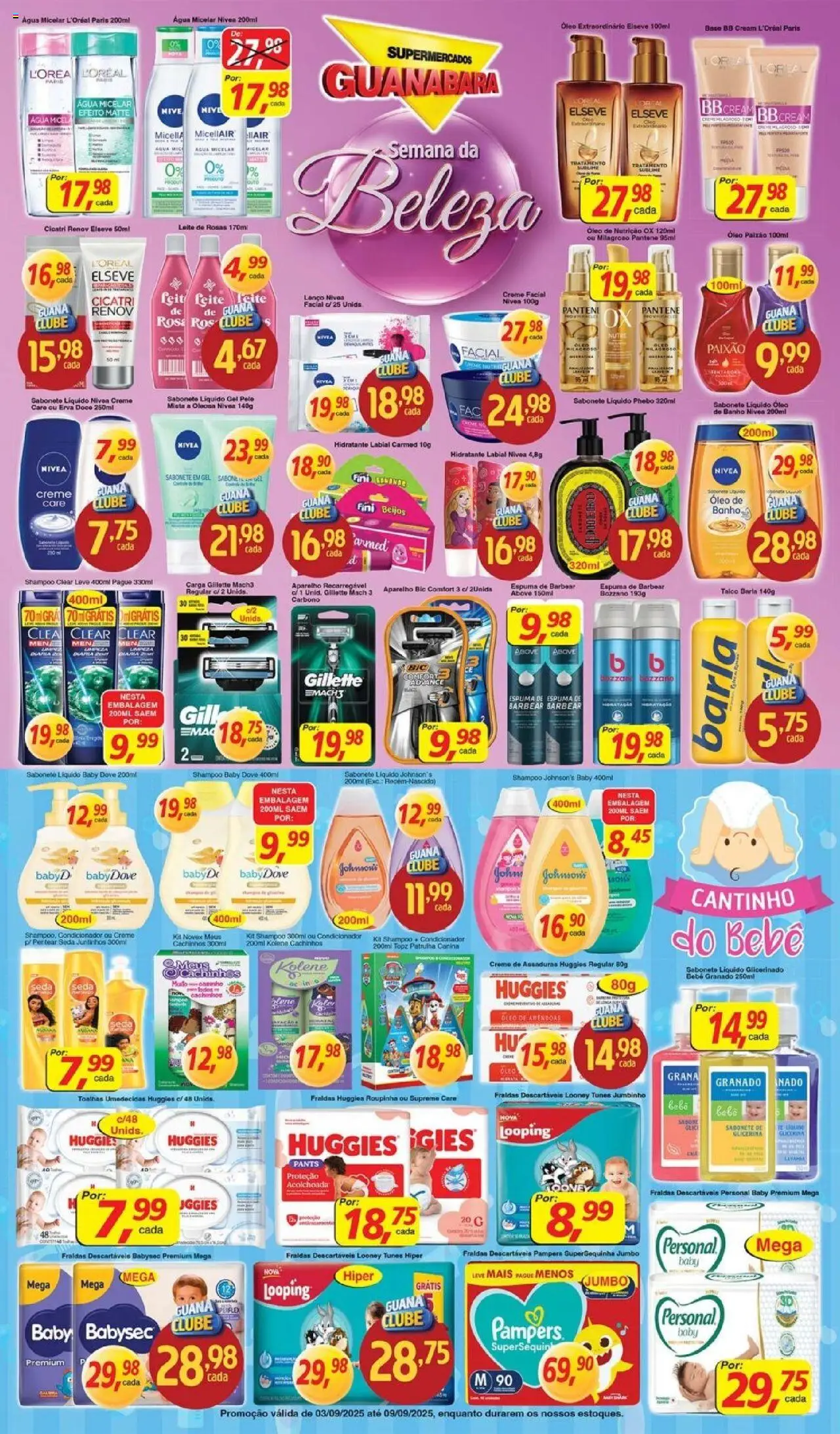 Supermercados Guanabara Folheto - válido de 03.09.2025 | Página: 6 | Produtos: Pampers, Leite, Creme, Sabonete