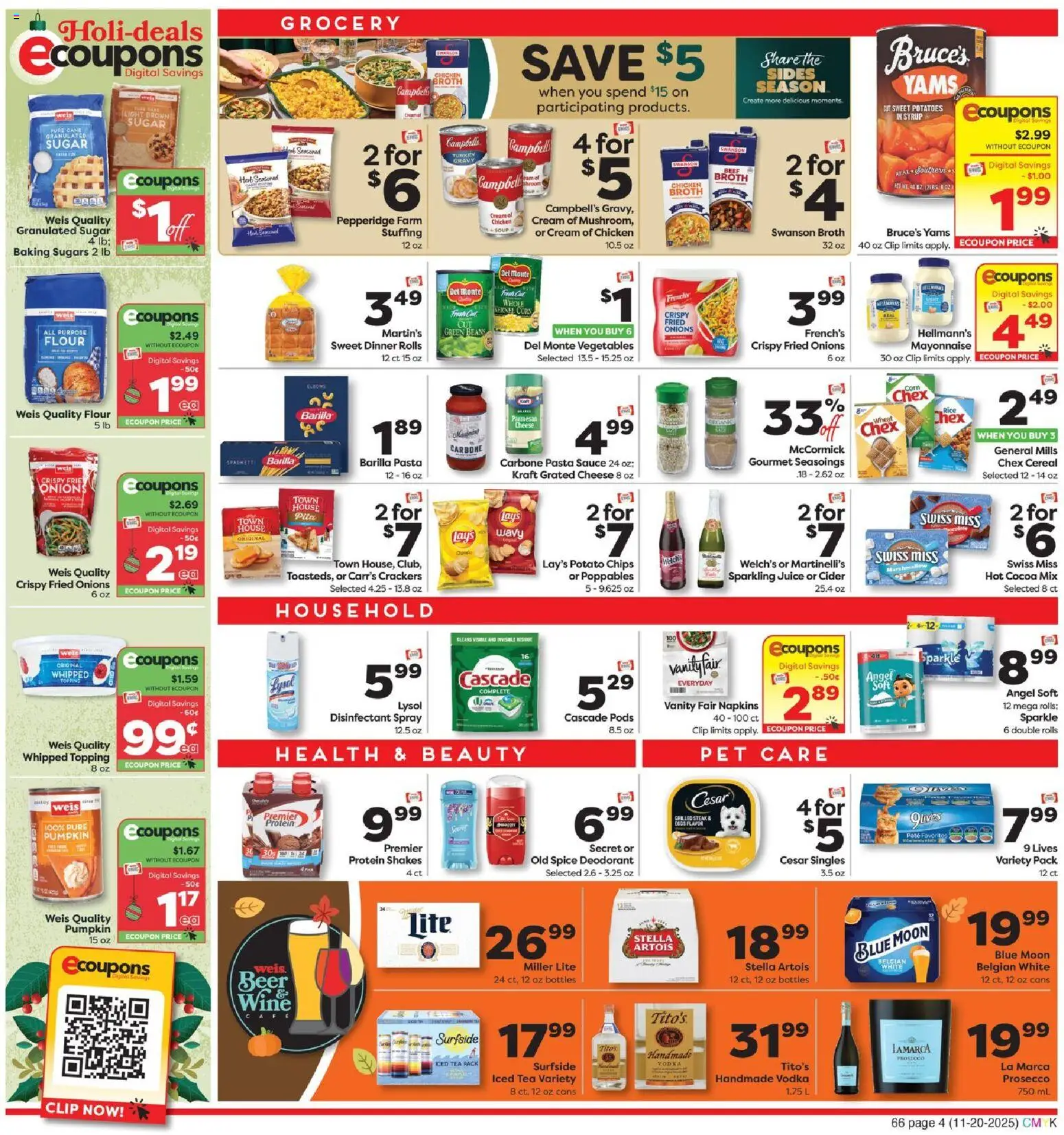 Weis Weekly Ad - valid from 20.11.2025 | Page: 4 | Products: Cider, Wine, Sauce, Sugar