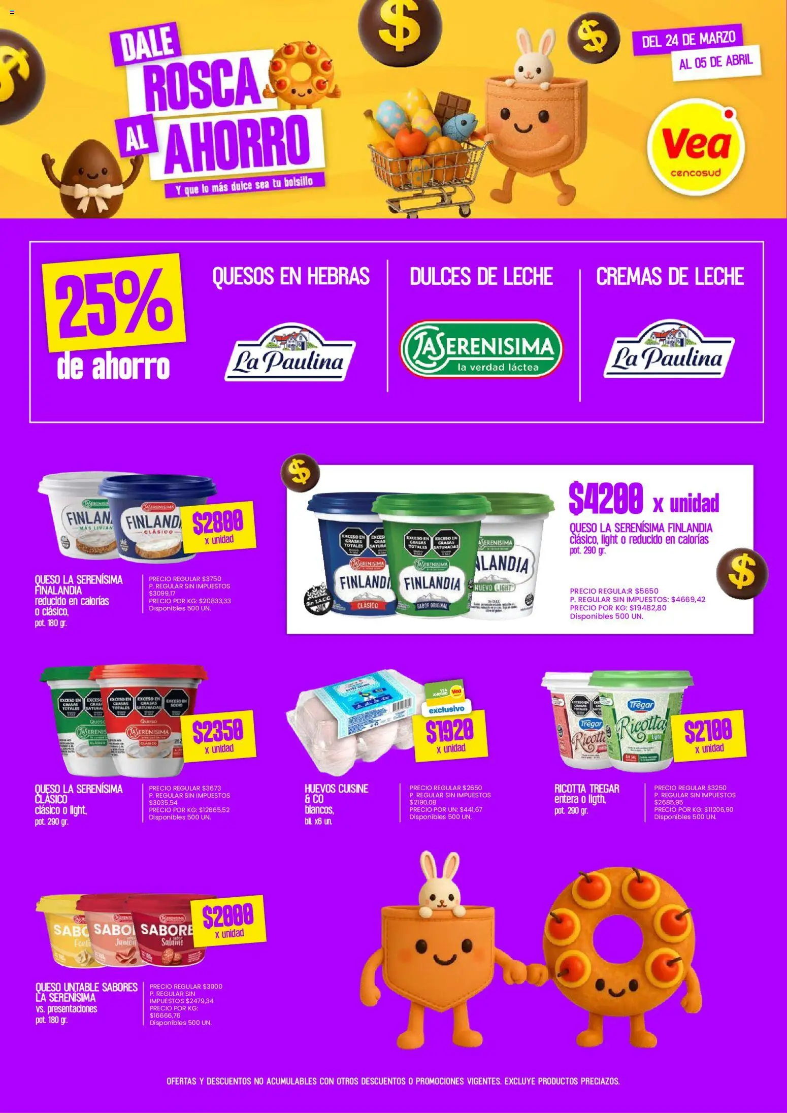 Vea - Especial Folleto de Pascuas Cuyo, Patagonia y Noa │ válido desde el 24.03.2026 | Página: 8 | Productos: Leche, Queso, Huevos