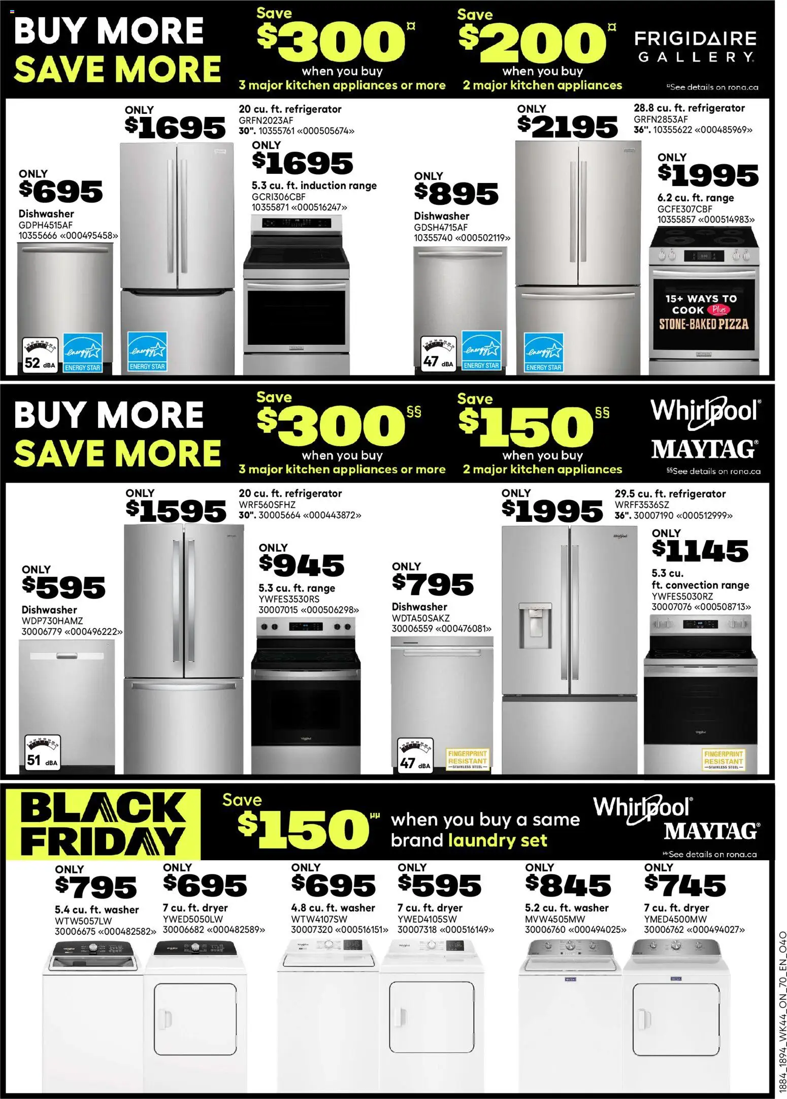 Rona flyer valid from 27.11.2025 | Page: 14 | Products: Refrigerator, Dryer, Dishwasher, Pizza