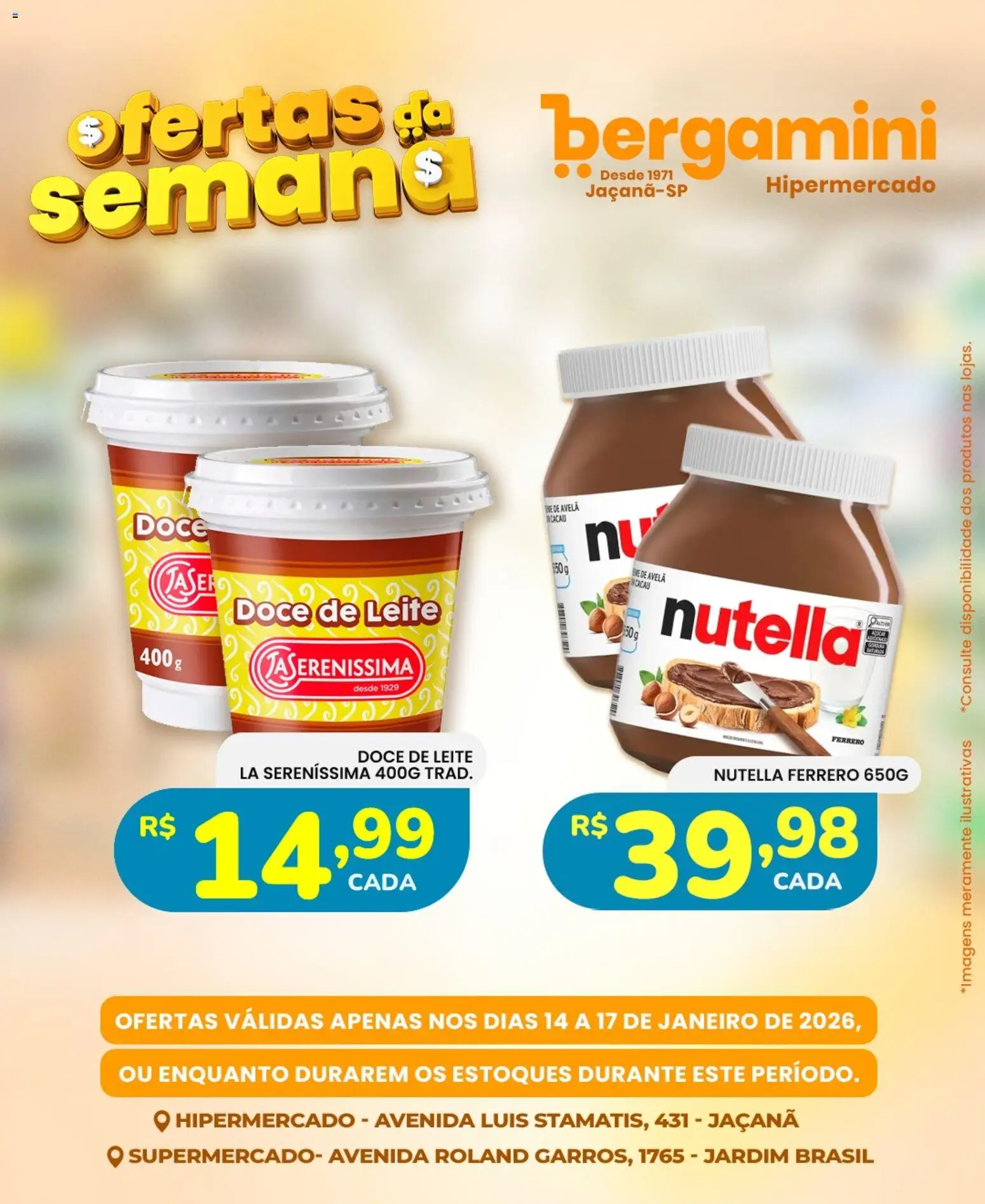 Supermercado Bergamini Folheto - válido de 14.01.2026 | Página: 17 | Produtos: Leite, Doce de leite, Avelã