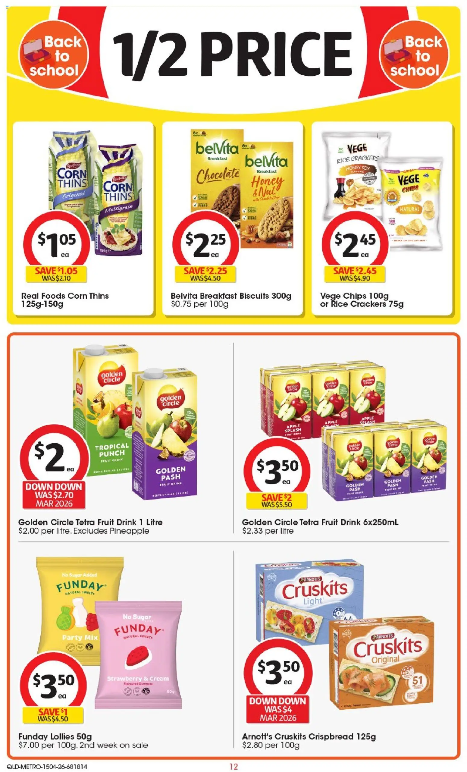 Coles catalogue - valid from 15.04.2026 | Page: 12 | Products: Crackers, Pineapple, Lollies, Biscuits
