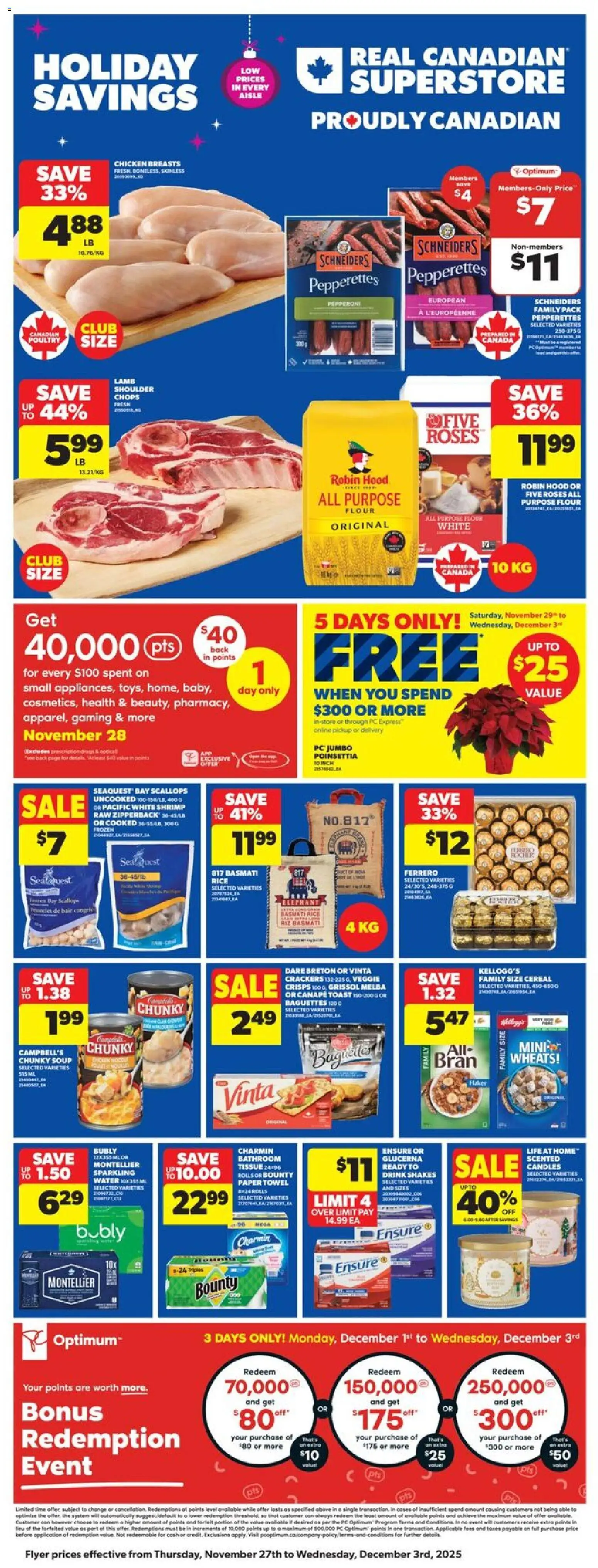 Real Canadian Superstore flyer valid from 27.11.2025 | Page: 3 | Products: Rice, Chicken breasts, PC, Chicken