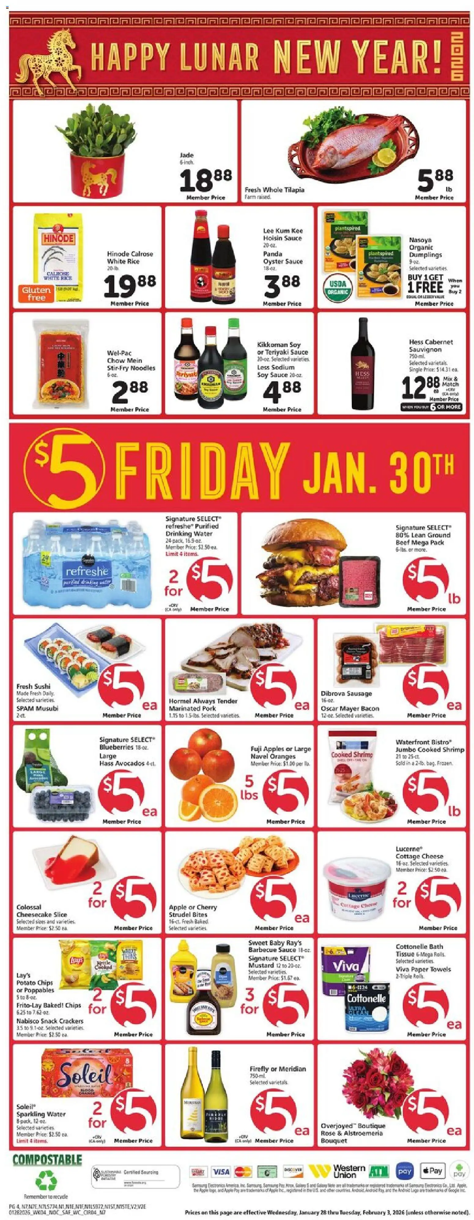 Safeway Weekly Ad - valid from 28.01.2026 | Page: 4 | Products: Cheese, Rice, Cottage cheese, Sauce