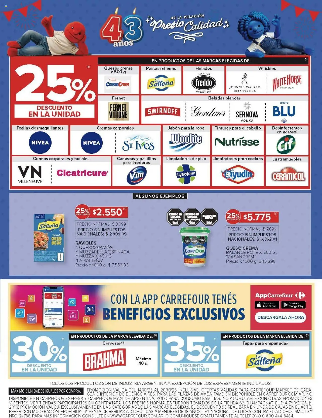 Carrefour ofertas │ válido desde el 14.10.2025 | Página: 43 | Productos: Jabón, Ropa, Ravioles, Crema