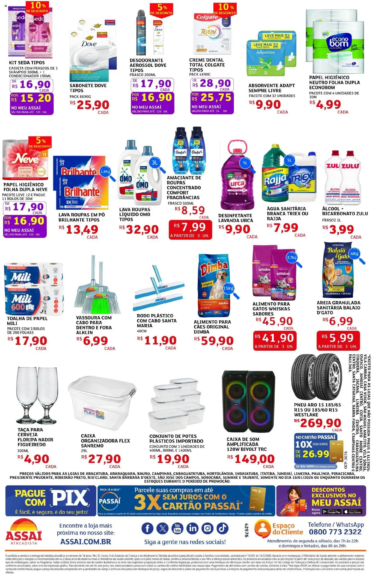 Assaí Atacadista Folheto - válido de 16.01.2026 | Página: 4 | Produtos: Pó, Carne, Desinfetante, Rodo