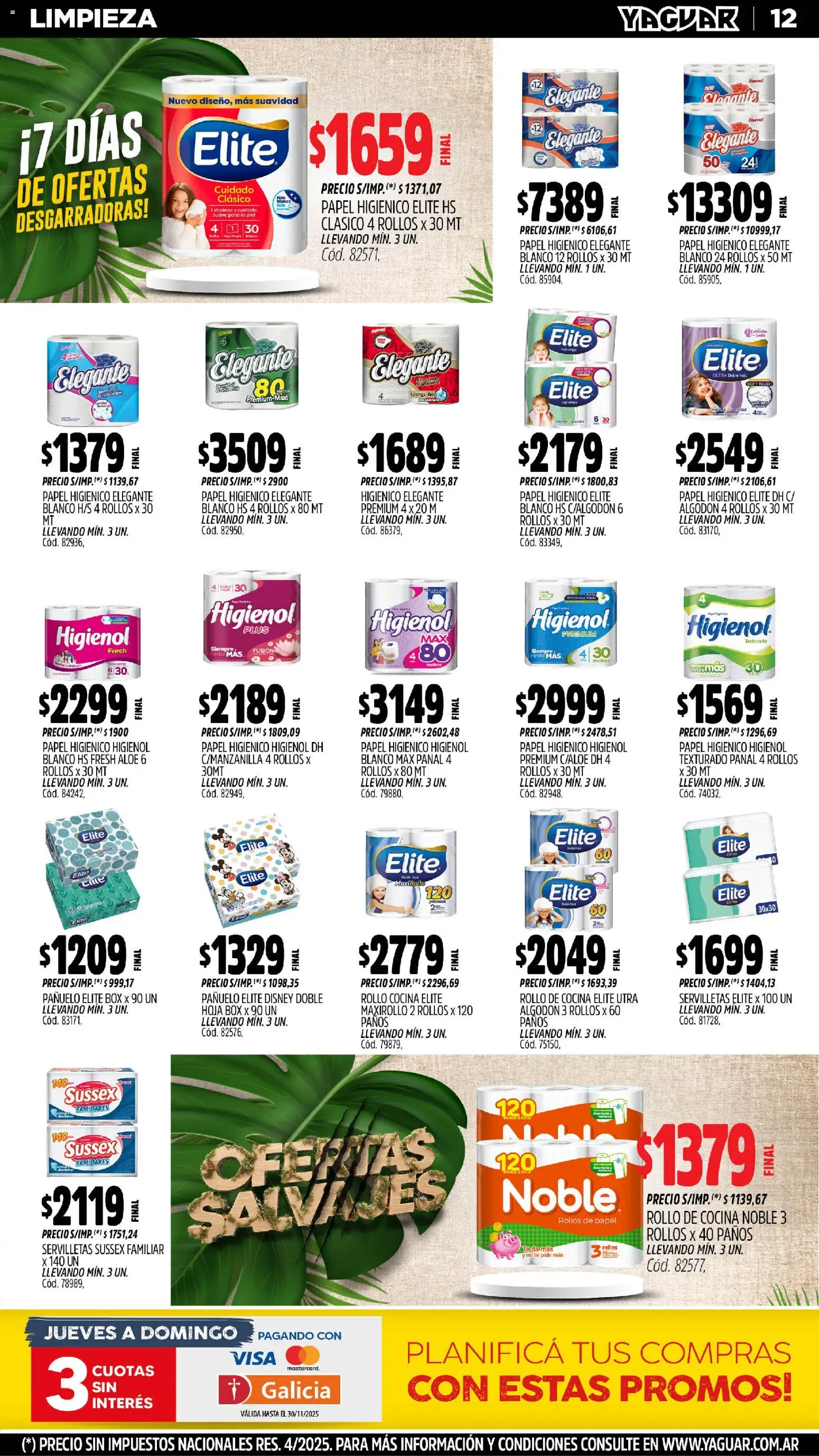 Yaguar - General Roca │ válido desde el 03.11.2025 | Página: 14 | Productos: Algodón, Cocina, Servilletas, Té