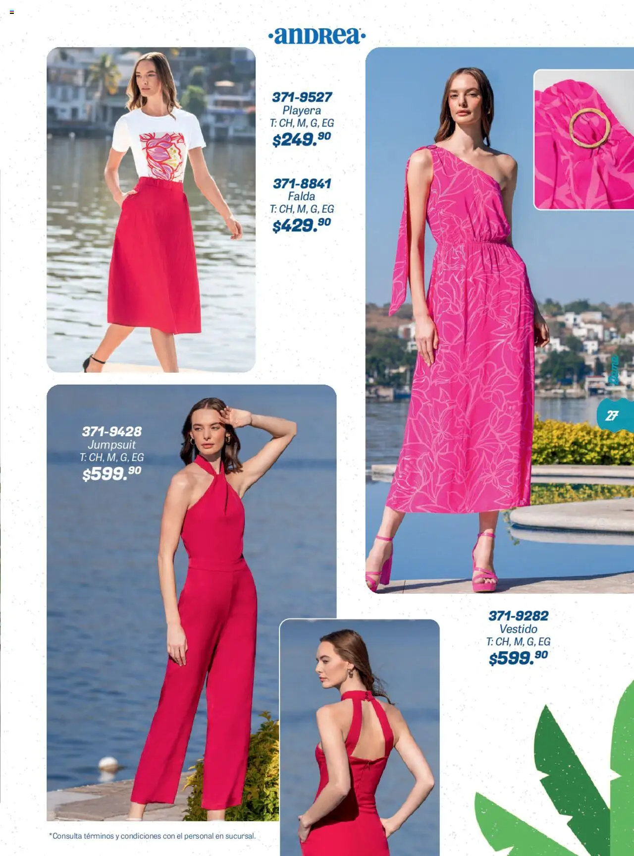 Nuevas ofertas de Andrea válidas en toda la República Mexicana desde el 22.06.2025. ¡Encuentra las mejores ofertas en Andrea catálogo Summer Time! | Página: 27 | Productos: Vestido, Playera, Falda
