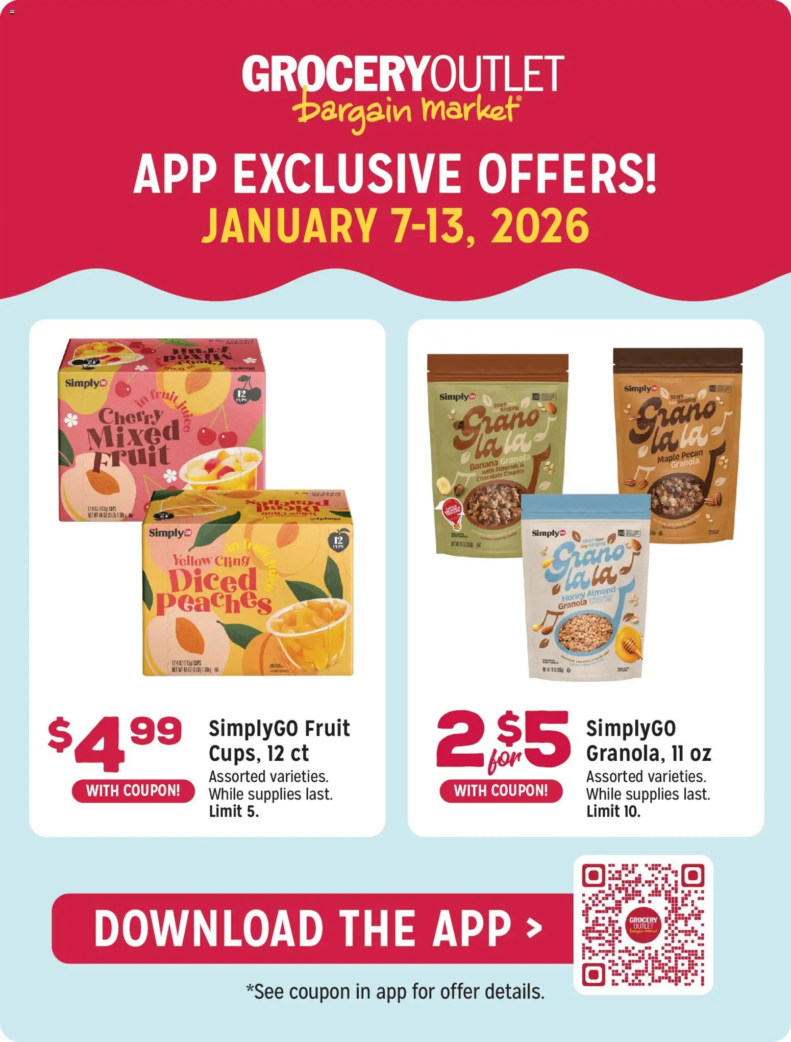 Grocery Outlet Weekly Ad - CA - valid from 07.01.2026 | Page: 5 | Products: Peaches, Chocolate