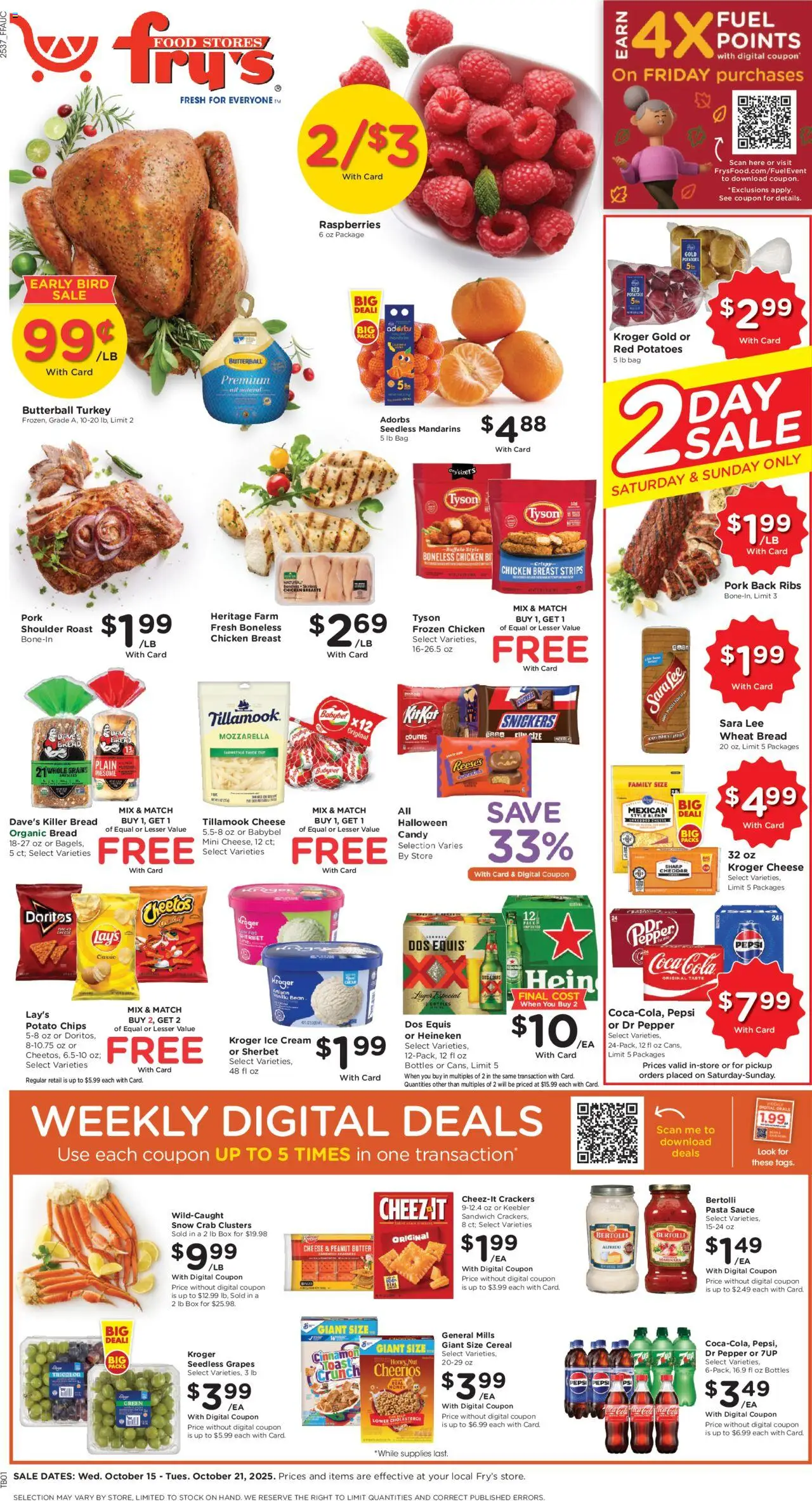 Fry's Food Weekly Ad - valid from 15.10.2025 | Page: 1 | Products: Mandarins, Cheese, Potatoes, Pepper