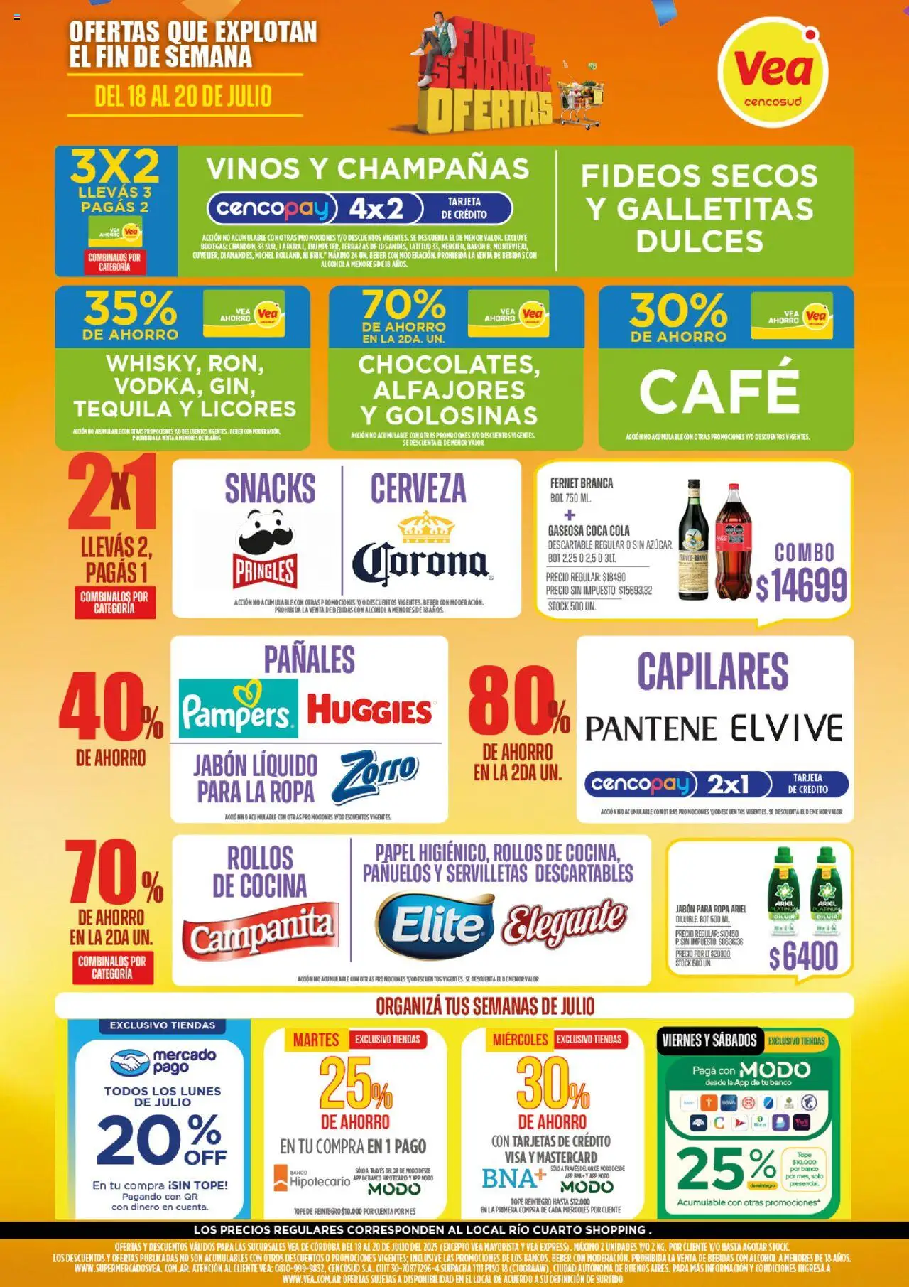 Vea - Ofertas | Córdoba │ válido desde el 18.07.2025 | Página: 1 | Productos: Servilletas, Jabón, Fideos, Pañales