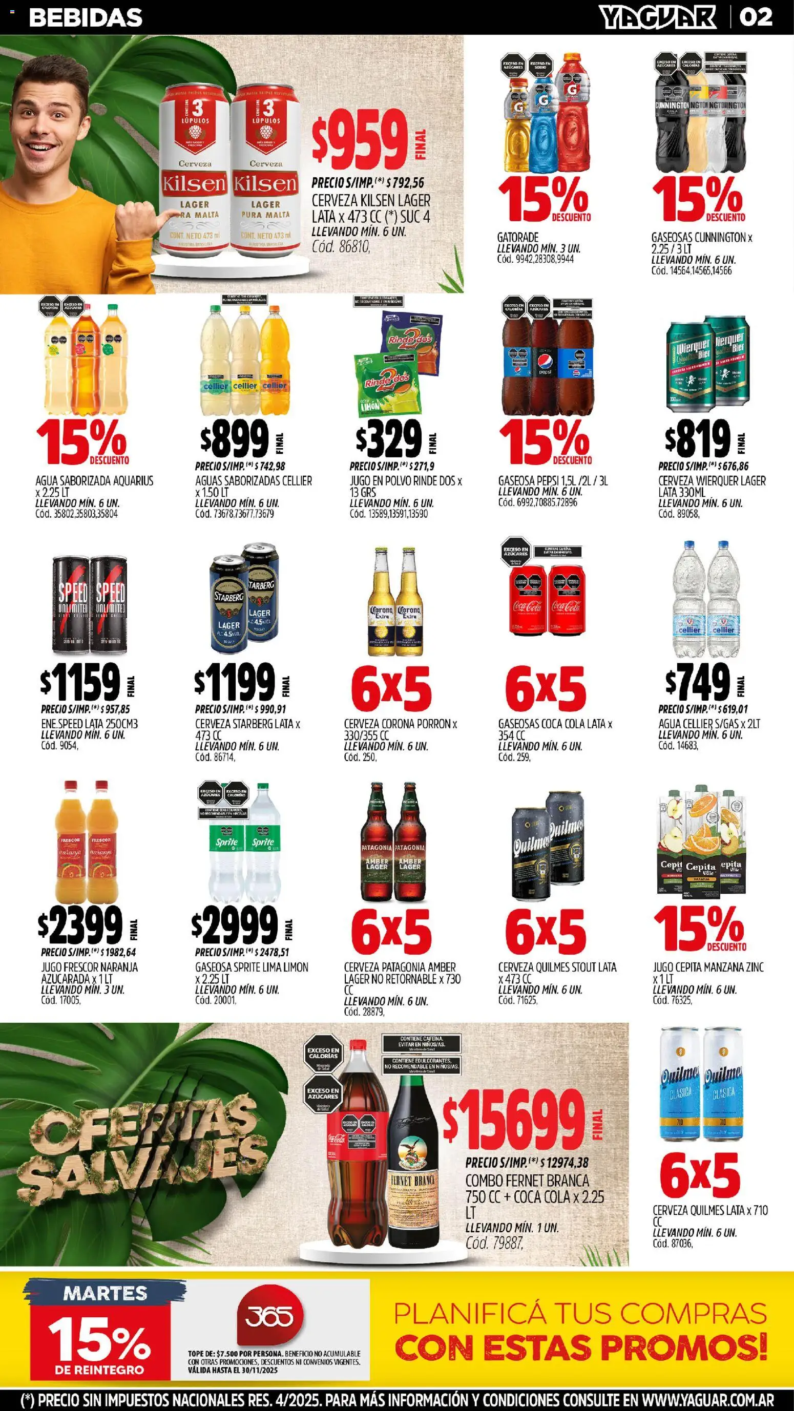 Yaguar - Santa Fe │ válido desde el 03.11.2025 | Página: 2 | Productos: Gaseosa, Lima, Agua, Cerveza