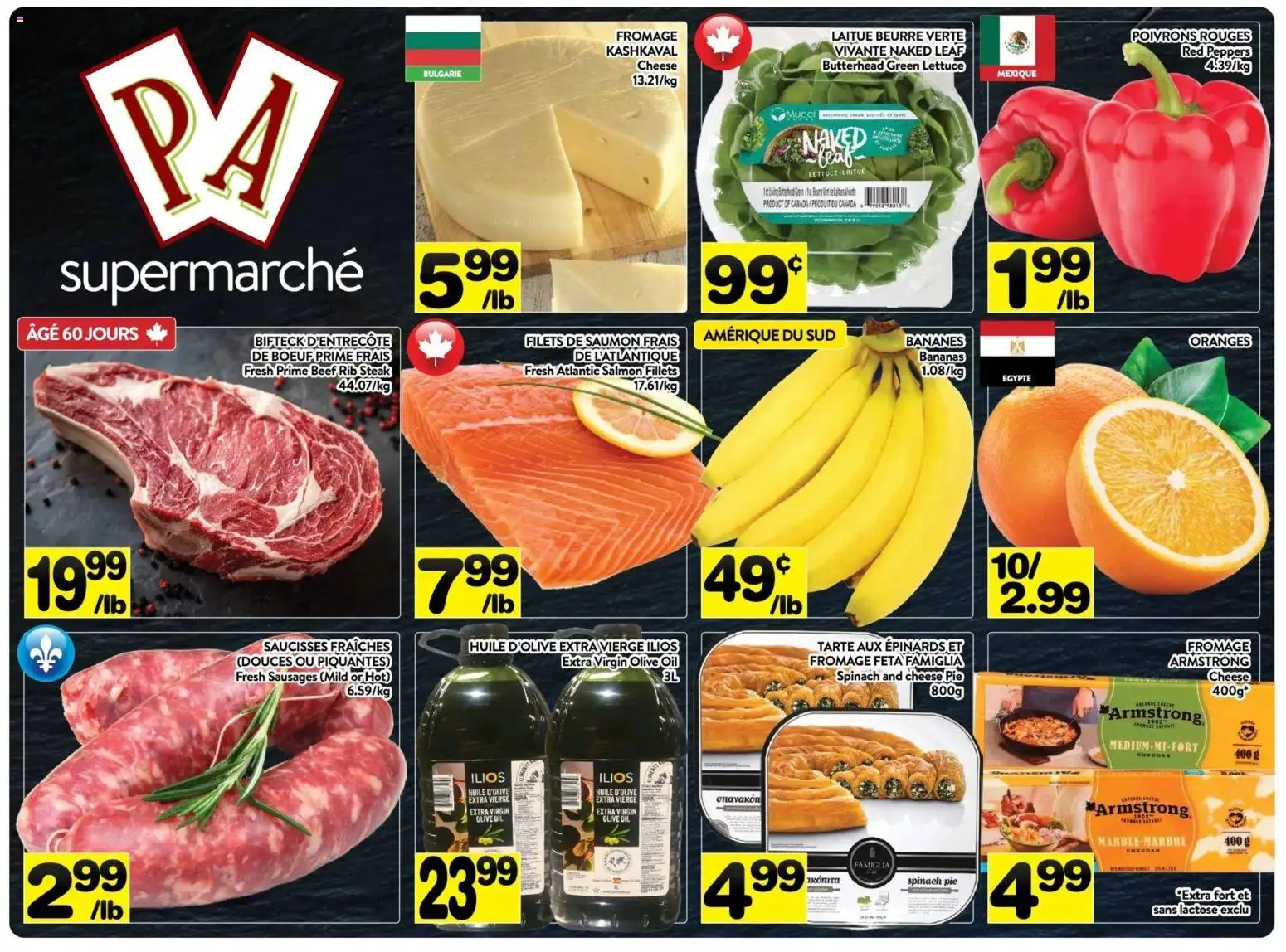 Pa Supermarché flyer valid from 09.03.2026 | Page: 1 | Products: Beef, Cheese, Oranges, Bananas