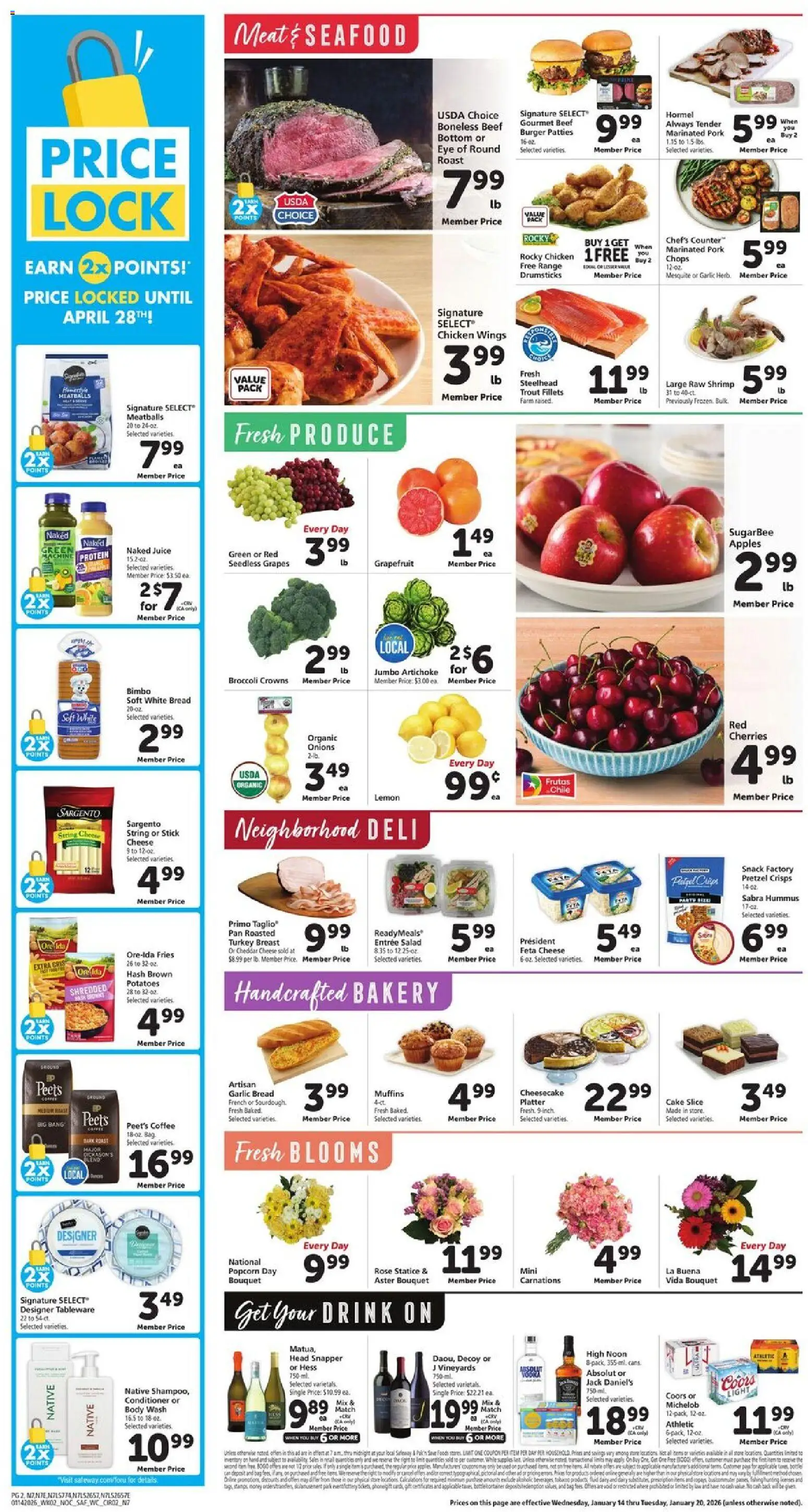 Safeway Weekly Ad - valid from 14.01.2026 | Page: 2 | Products: Broccoli, Pork, Apples, Garlic