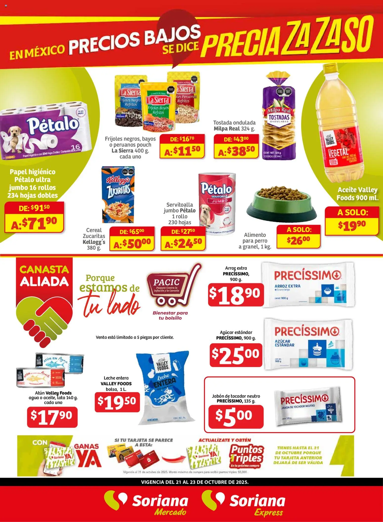 Nuevas ofertas de Soriana válidas en toda la República Mexicana desde el 22.10.2025. ¡Encuentra las mejores ofertas en Soriana - Frescos del Mandado Mercado: Saltillo! | Página: 3 | Productos: Azúcar, Arroz, Papel higiénico, Canasta