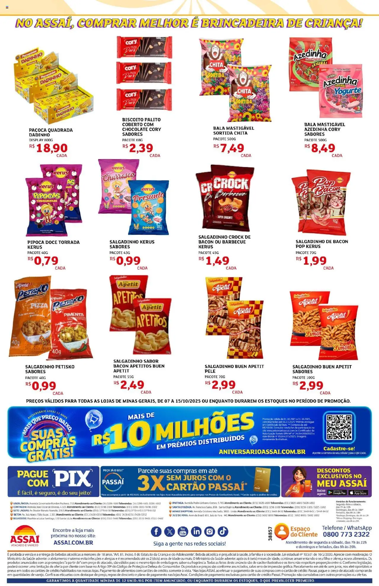 Assaí Atacadista Folheto - válido de 07.10.2025 | Página: 2 | Produtos: Pimenta, Presunto, Pneus, Bala