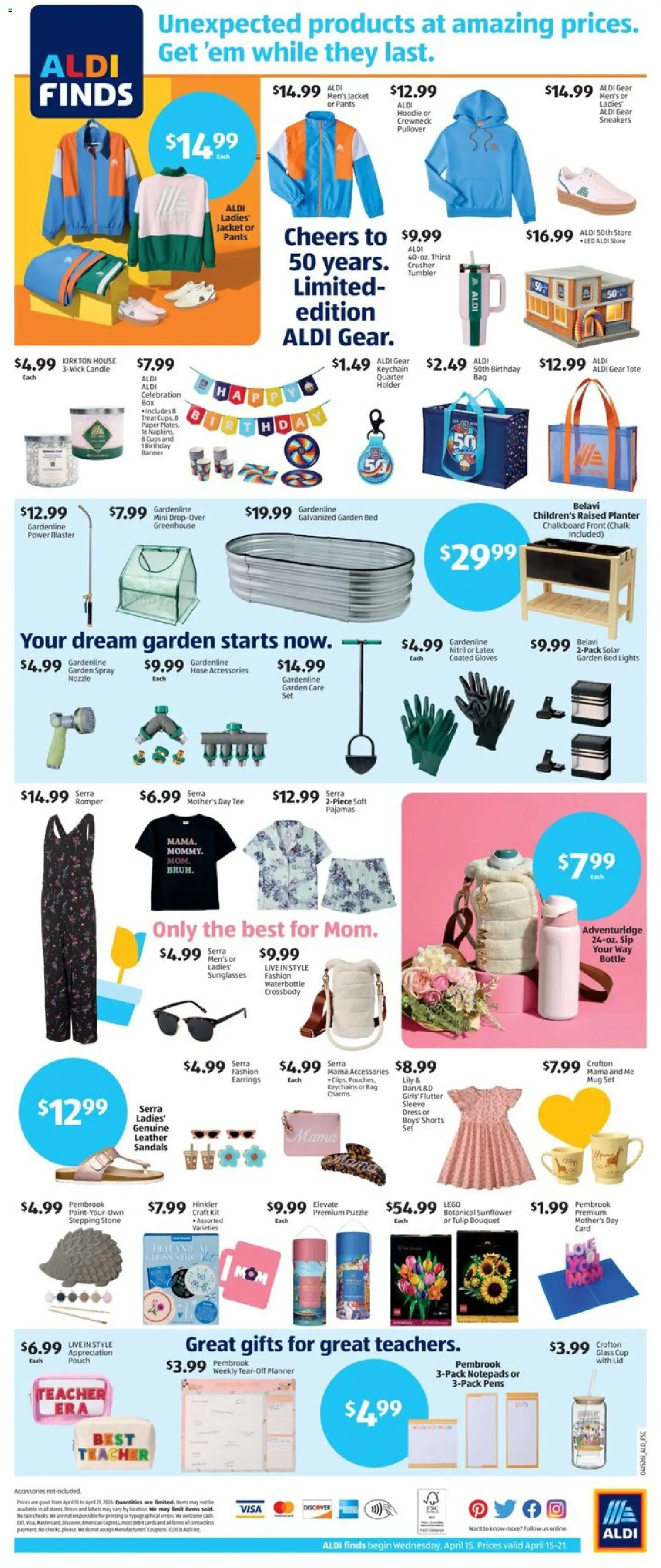 Aldi Weekly Ad - valid from 15.04.2026 | Page: 2 | Products: Hoodie, Jacket, Sandals, Dress