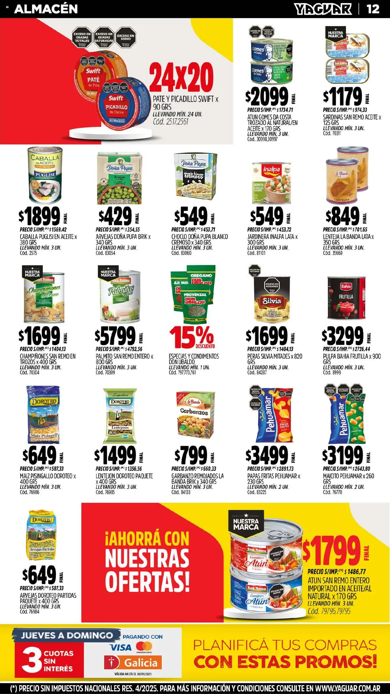 Yaguar - Mar del Plata │ válido desde el 15.09.2025 | Página: 13 | Productos: Choclo, Arvejas, Caballa, Orégano