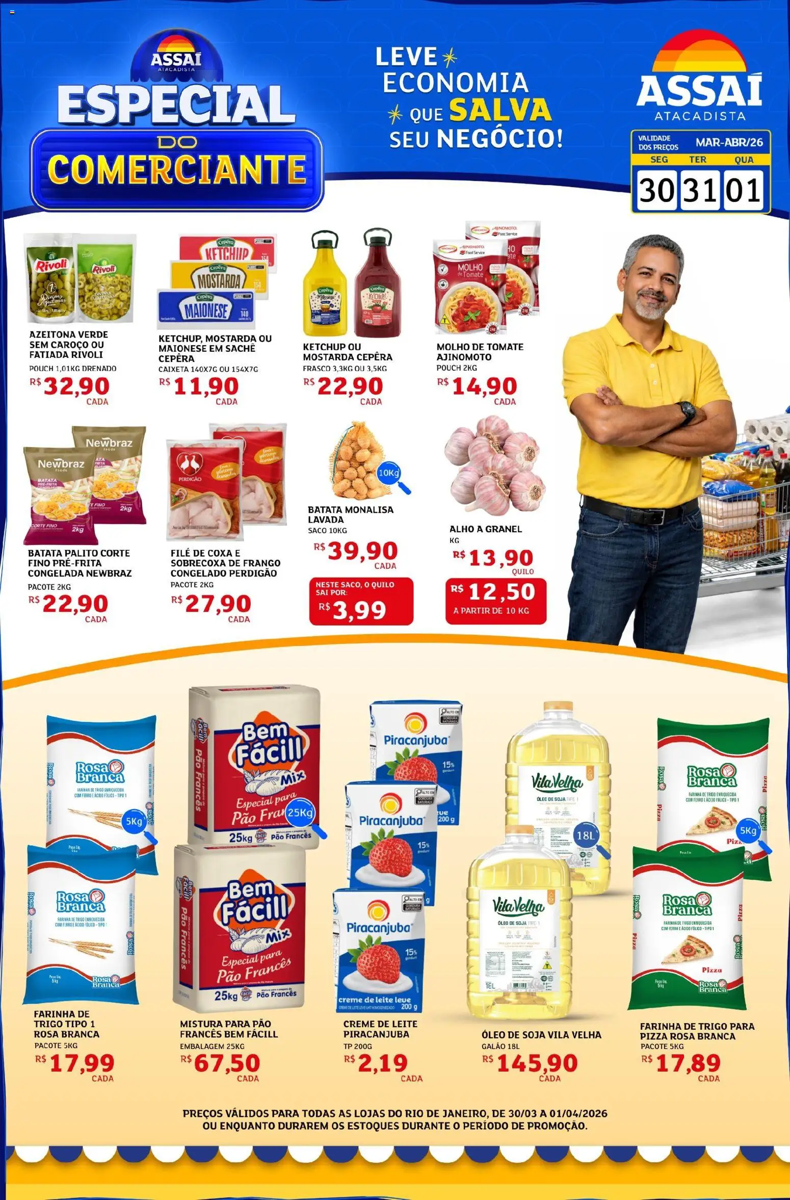 Assaí Atacadista Folheto - válido de 30.03.2026 | Página: 1 | Produtos: Molho de tomate, Óleo, Pizza, Creme
