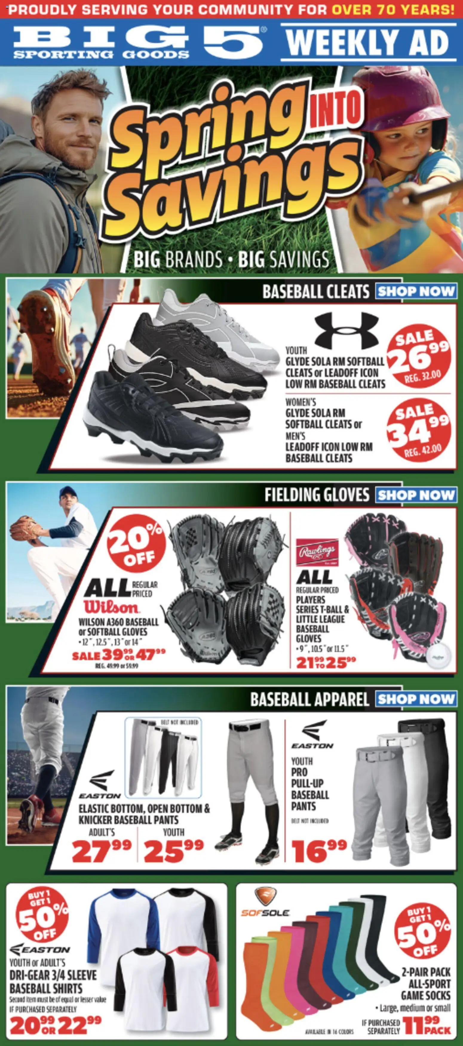 Big 5 Sporting Goods Weekly Ad - valid from 06.03.2026 | Page: 1 | Products: Pants, Socks, Gloves, Game