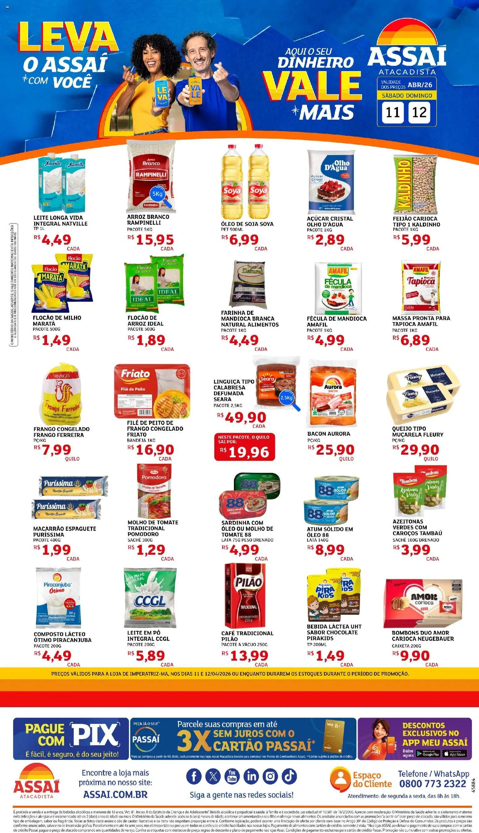 Assaí Atacadista Folheto - válido de 11.04.2026 | Página: 1 | Produtos: Pó, Tapioca, Bebida, Telefone