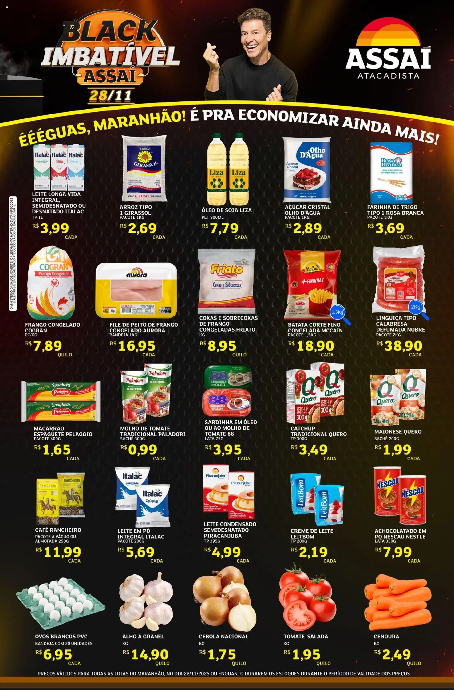 Assaí Atacadista Folheto - válido de 28.11.2025 | Página: 1 | Produtos: Espaguete, Alho, Creme, Maionese