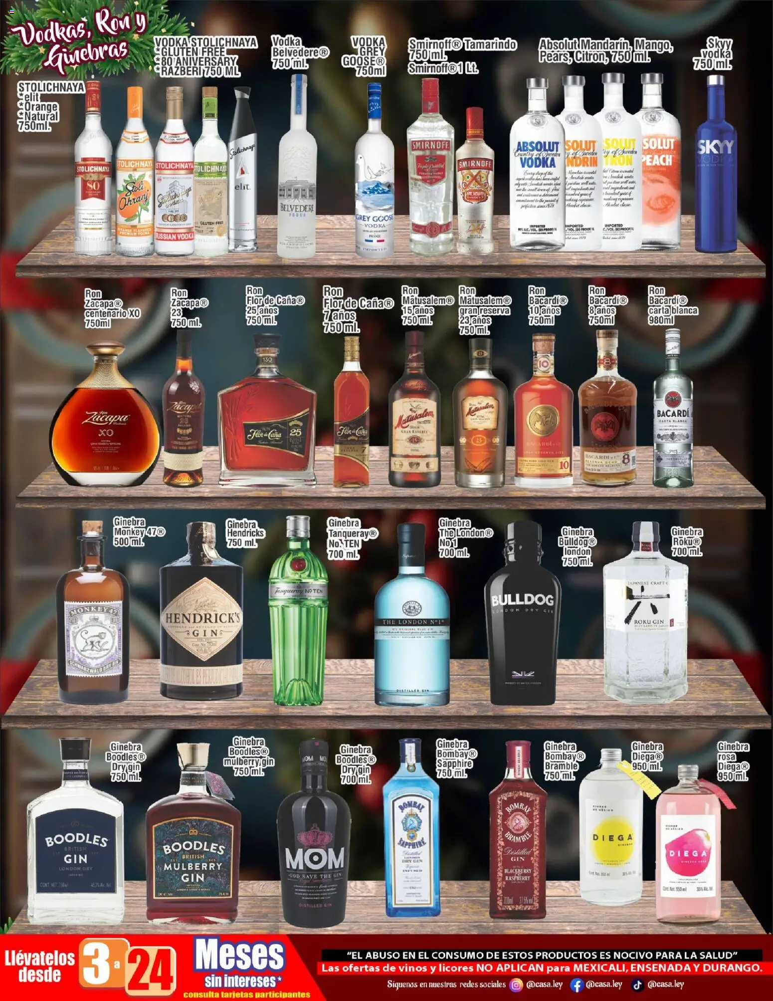 Nuevas ofertas de Casa Ley válidas en toda la República Mexicana desde el 19.12.2025. ¡Encuentra las mejores ofertas en Casa Ley folleto Delicias Navideñas Frontera! | Página: 21 | Productos: Gin, Res, Ginebra, Té