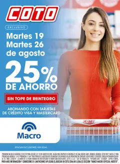 Vista previa Coto 25% de ahorro válido desde el 19.08.2025