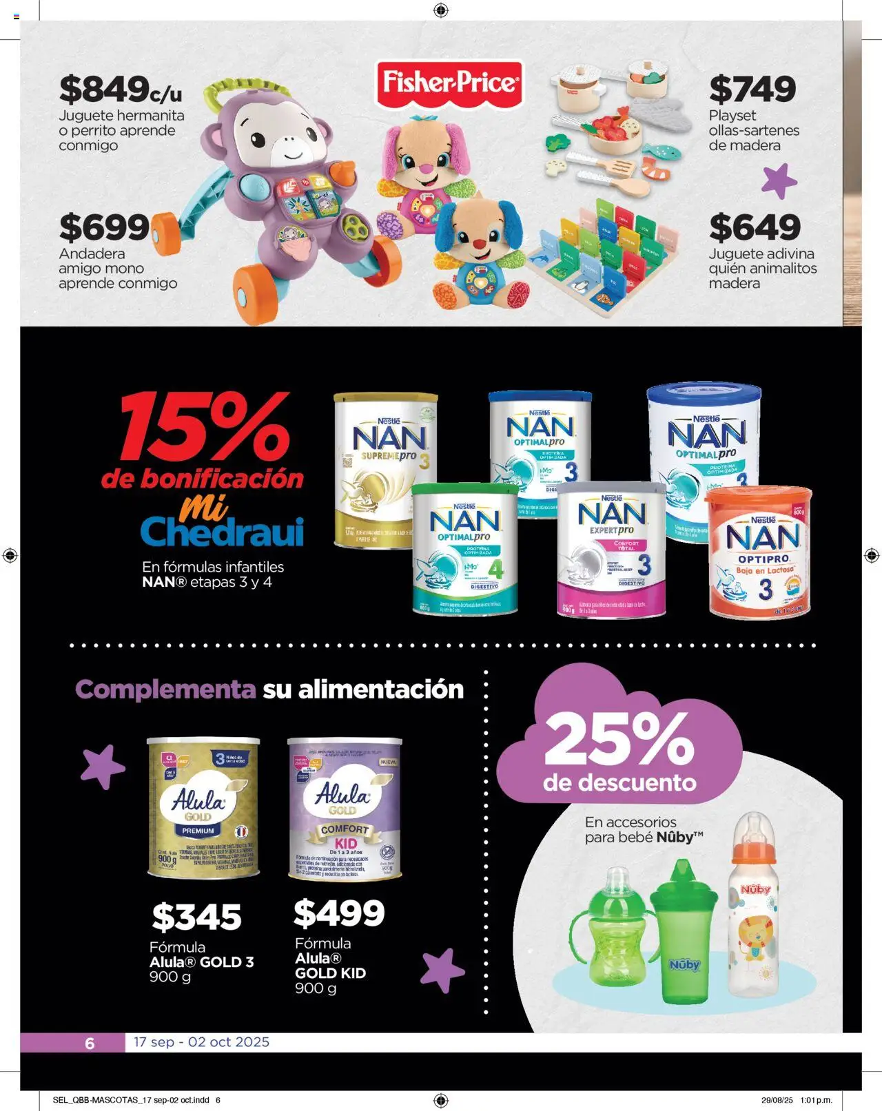 Nuevas ofertas de Chedraui válidas en toda la República Mexicana desde el 17.09.2025. ¡Encuentra las mejores ofertas en Chedraui - Folleto Cuesta Menos! | Página: 6 | Productos: Moño, Polvo