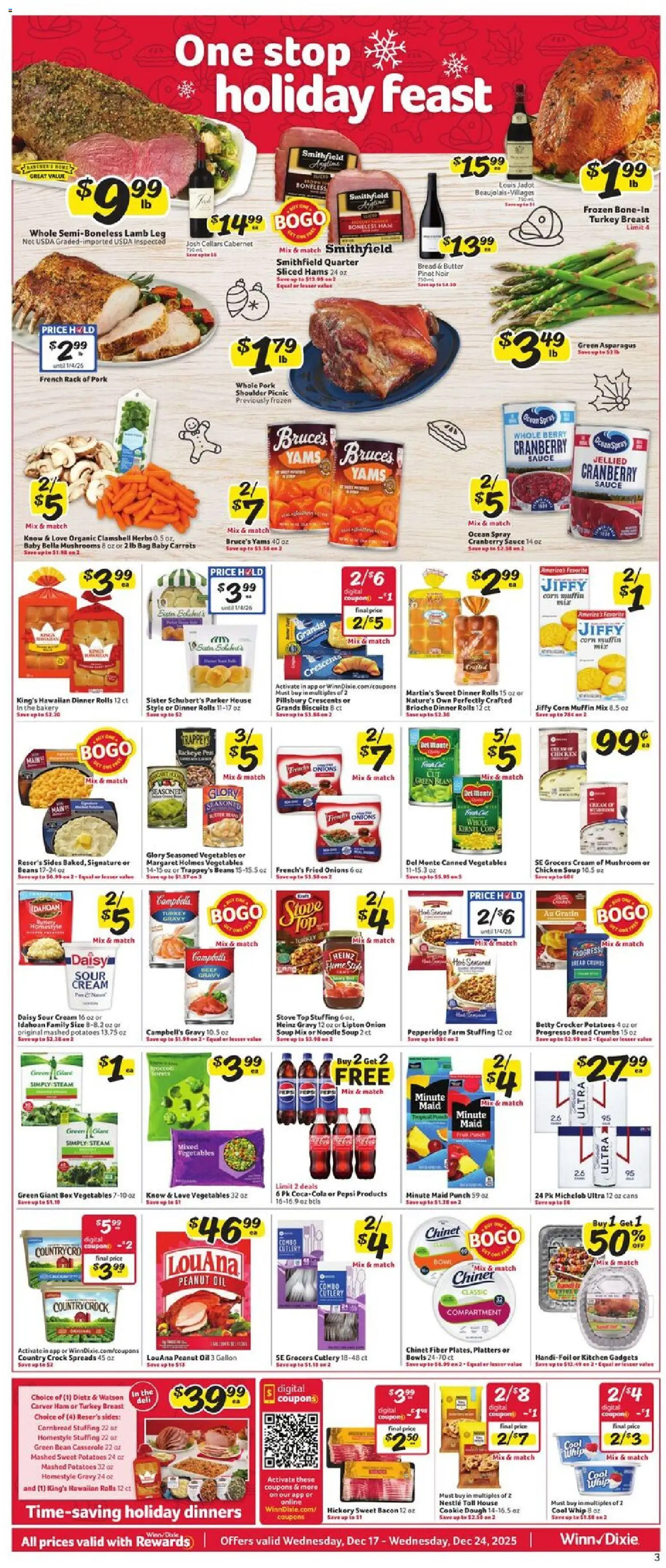 Winn Dixie Weekly Circular - GA - valid from 17.12.2025 | Page: 3 | Products: Ham, Sour cream, Muffin, Stove