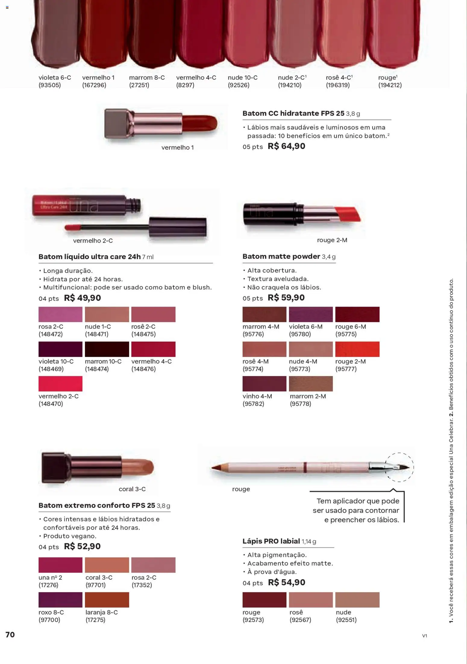 Natura Folheto - válido de 26.12.2025 | Página: 70 | Produtos: Batom, Multifuncional, Lápis, Vinho